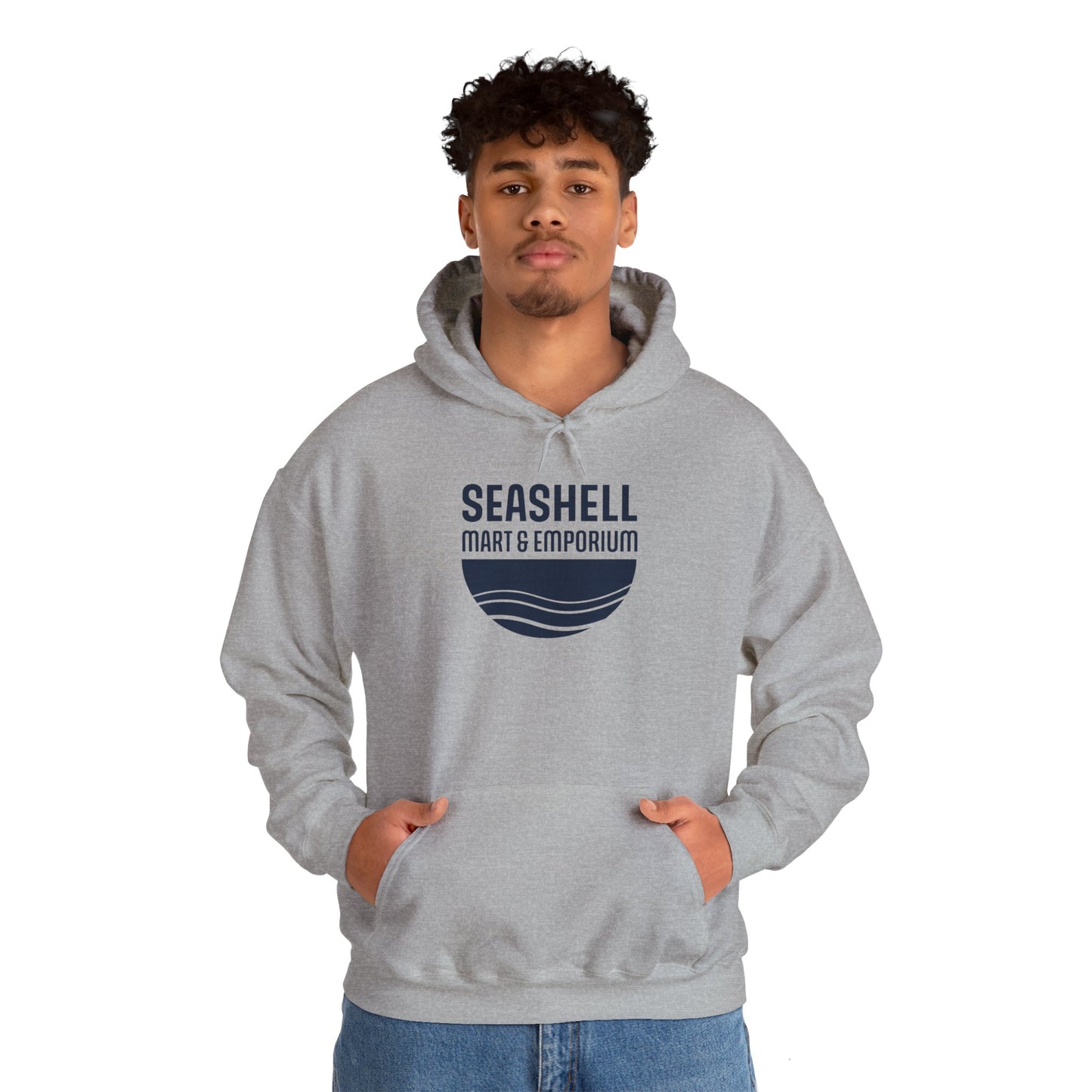 Dark Blue Logo Hoodie Seashell Mart & Emporium (Unisex Heavy Blend Hooded Sweatshirt By Seashell Mart And Emporium) - 8 colors