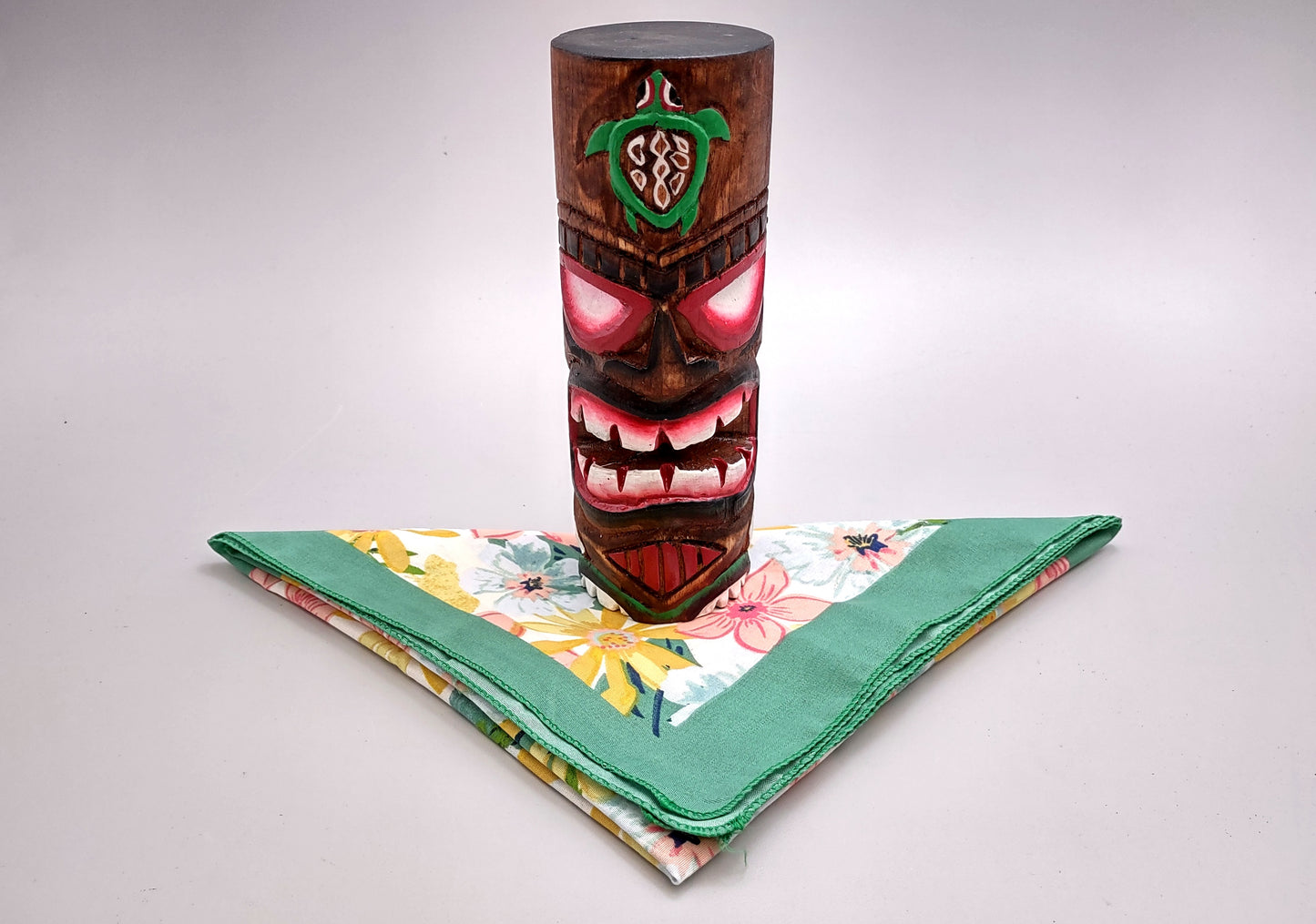 Tropical Tiki Face Totem Large Painted Turtle (1 pole approx. 8 inches tall) Painted Tiki Face Totem Pole for tiki island home decor!