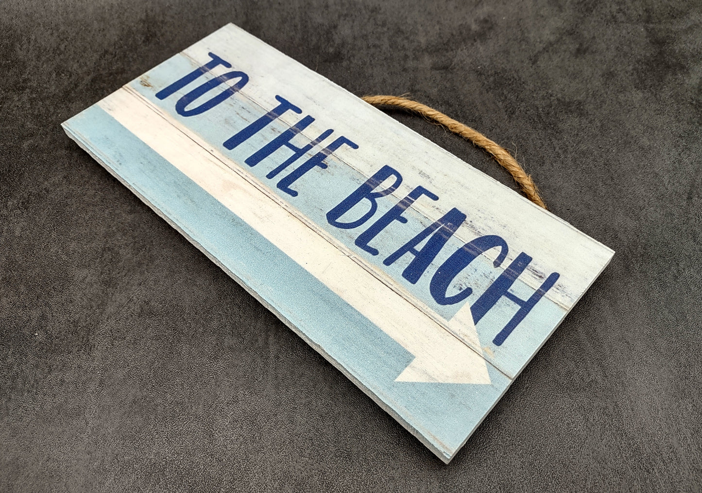 Beach Sign To The Beach Weathered Painted Wood (1 sign approx. 10 inches long) Friendly sign for coastal home entryway wall decoration!