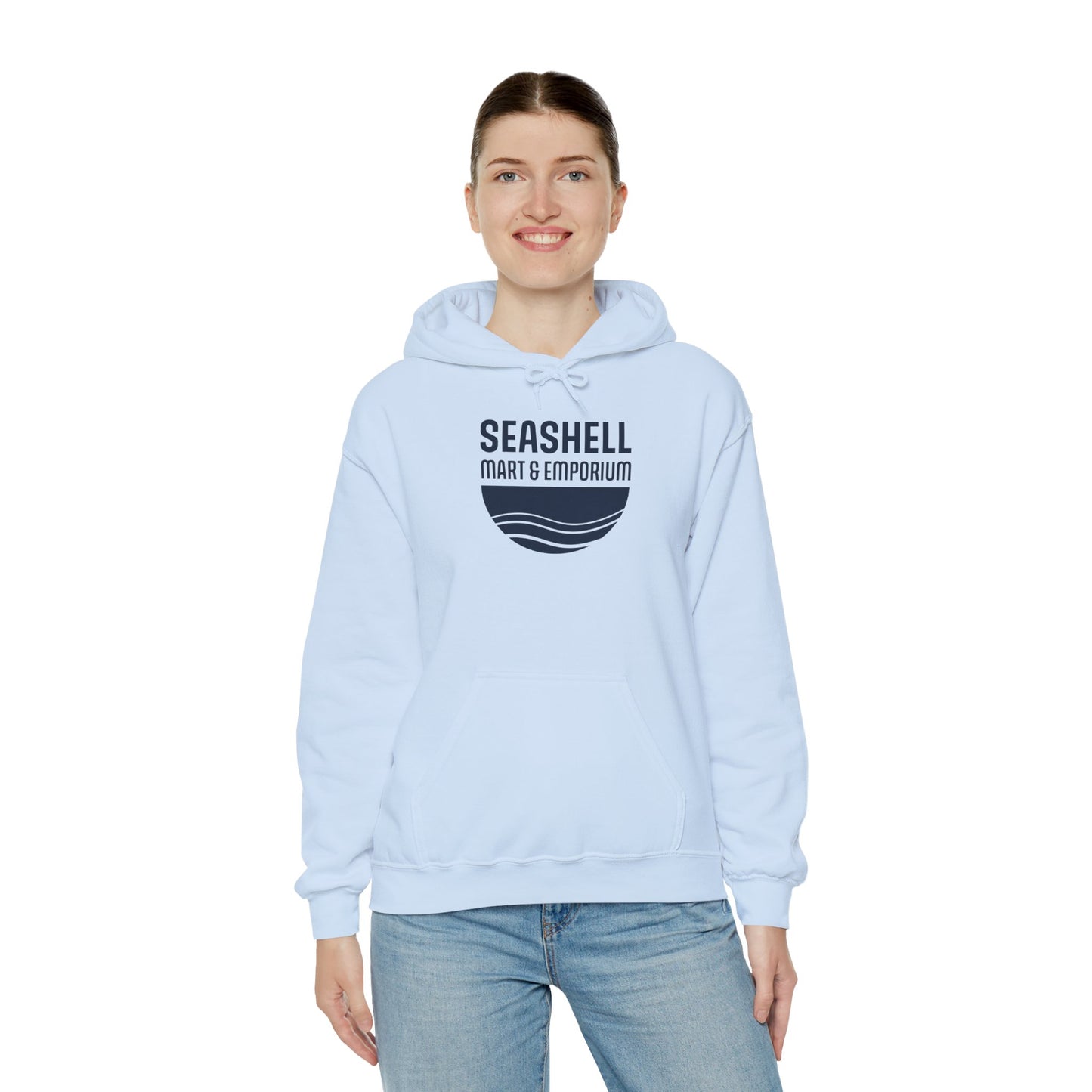 Dark Blue Logo Hoodie Seashell Mart & Emporium (Unisex Heavy Blend Hooded Sweatshirt By Seashell Mart And Emporium) - 8 colors
