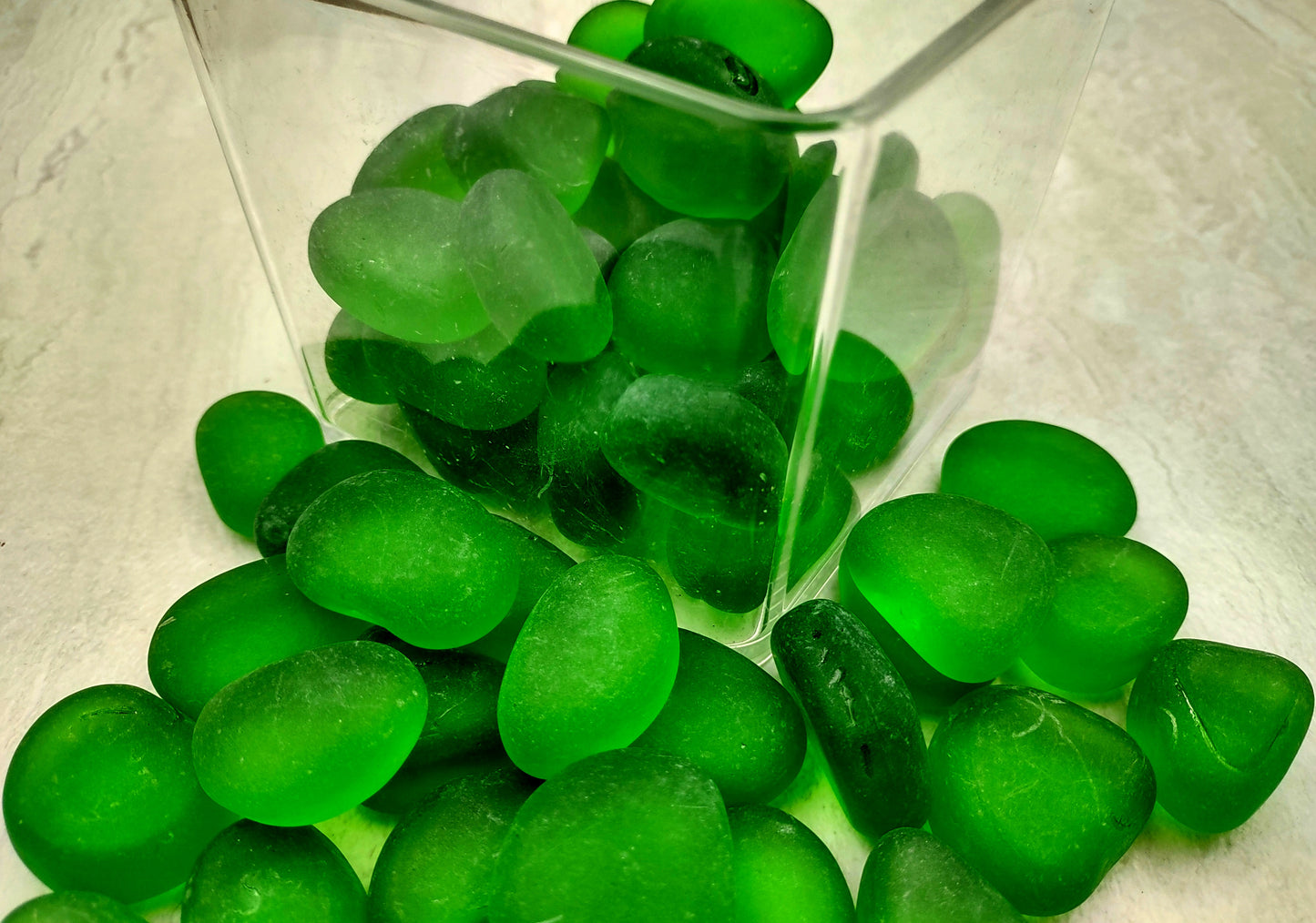 Beach Sea Glass Rounded Green Frosted Tumbled Pebbles (approx. 1 Kilogram 1-1.5 inches) Man Made Arts & Crafts Sea Glass!