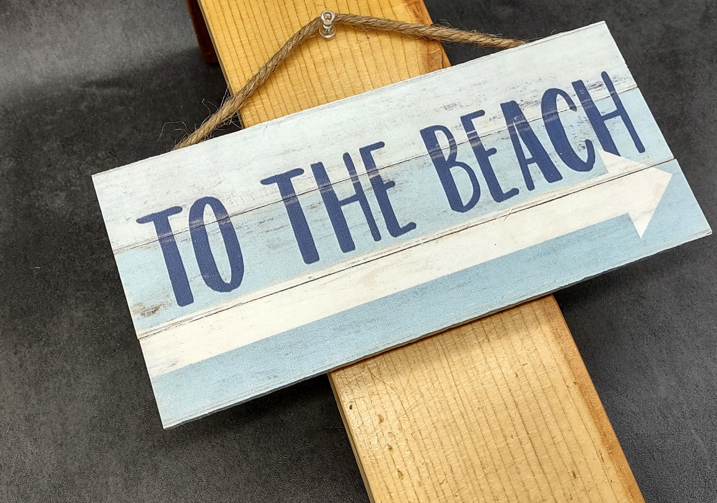 Beach Sign To The Beach Weathered Painted Wood (1 sign approx. 10 inches long) Friendly sign for coastal home entryway wall decoration!