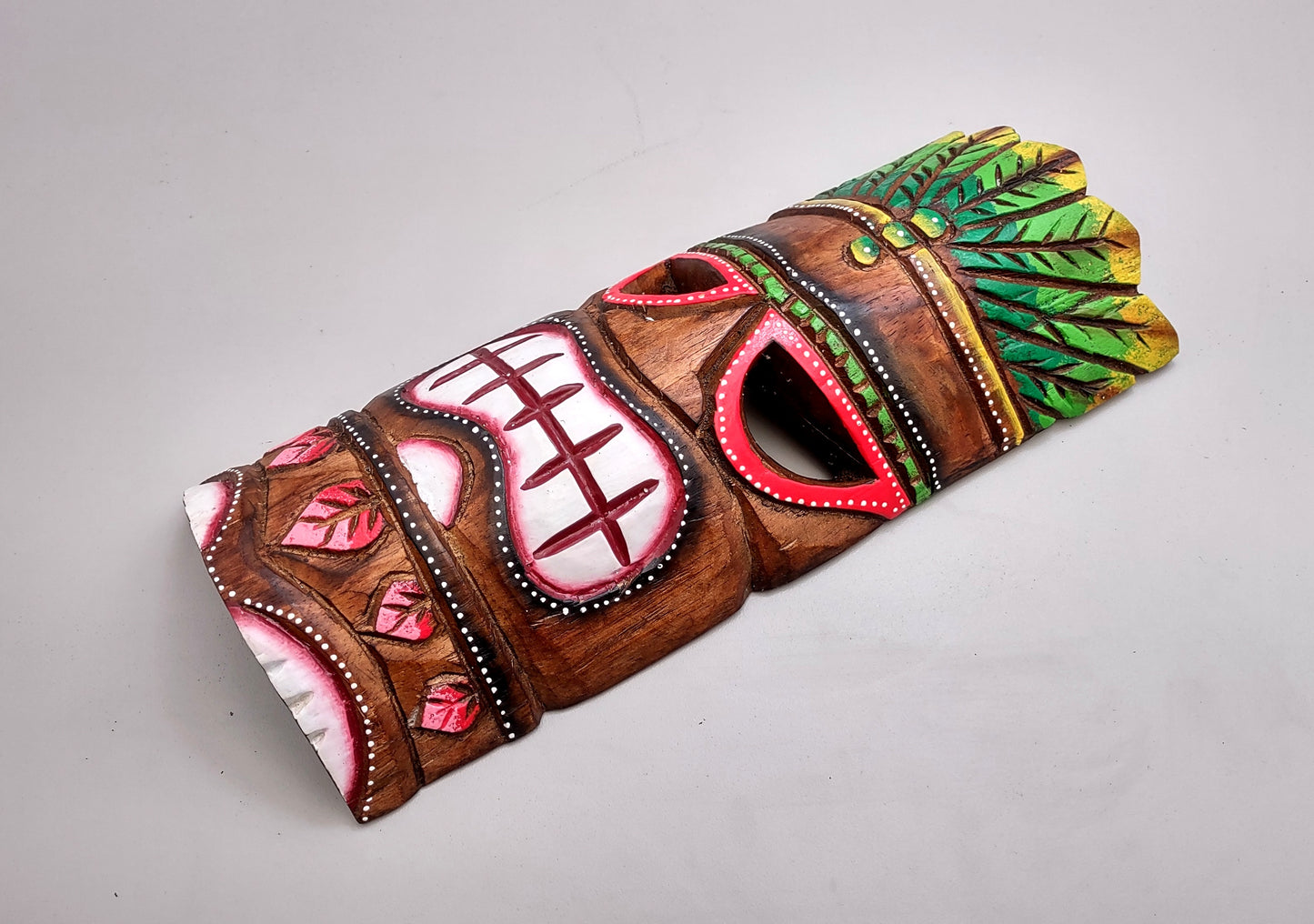 Tropical Tiki Mask Face Large Painted Wood Red Sunglasses (1 mask approx. 12 inches tall) Painted Tiki Mask hanging island home decoration!