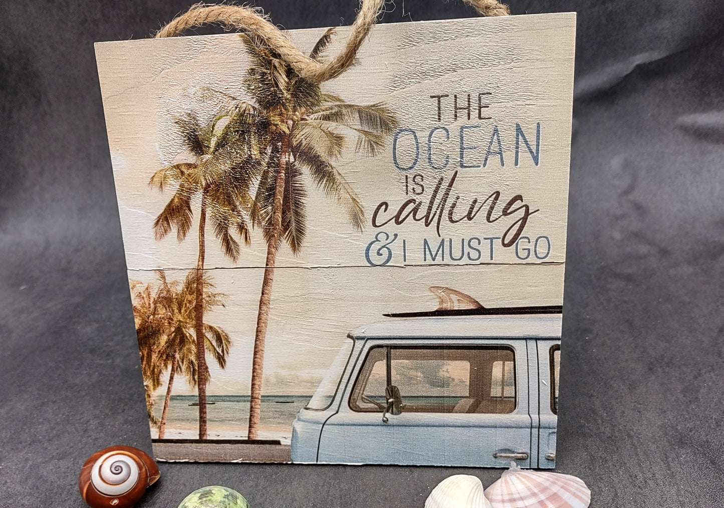 Beach Sign The Beach Is Calling And I Must Go Painted Wood (1 sign approx. 7x7 inches) Friendly ocean sign for coastal home wall decoration!