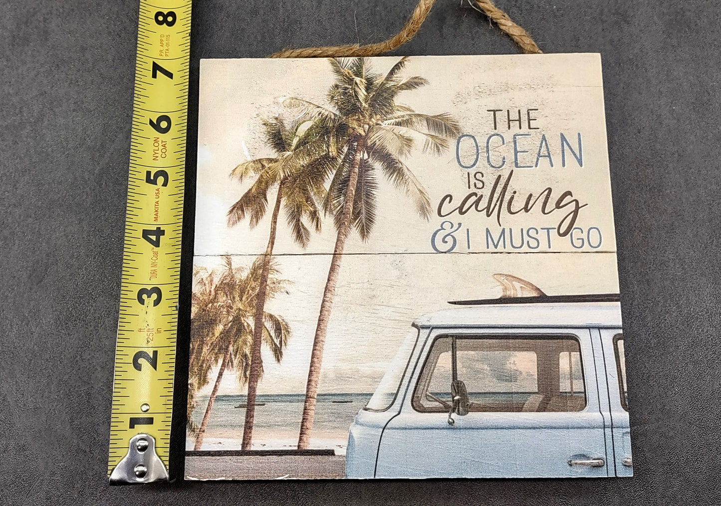 Beach Sign The Beach Is Calling And I Must Go Painted Wood (1 sign approx. 7x7 inches) Friendly ocean sign for coastal home wall decoration!