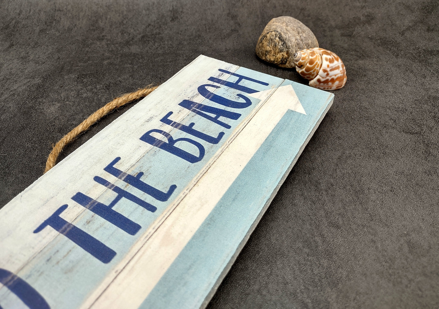 Beach Sign To The Beach Weathered Painted Wood (1 sign approx. 10 inches long) Friendly sign for coastal home entryway wall decoration!