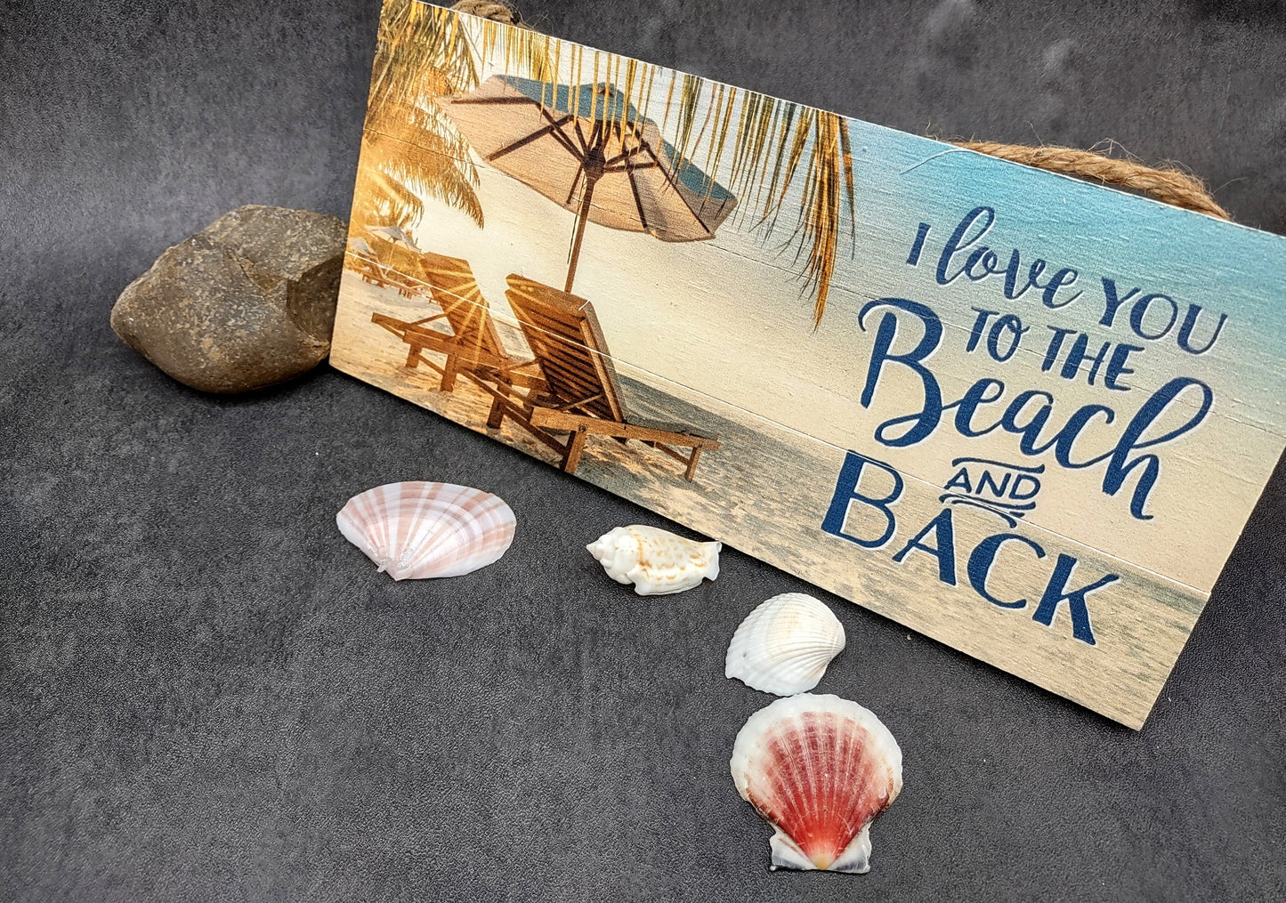Beach Sign I Love You To The Beach Painted Wood (1 sign approx. 10 inches long) Friendly ocean sign for coastal home wall decoration!