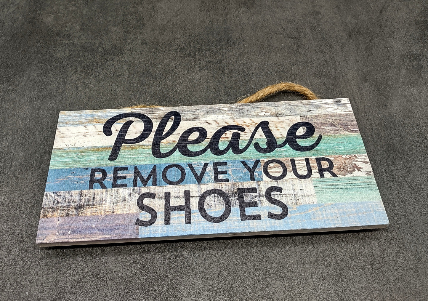 Beach Sign Please Remove Your Shoes Painted Wood (1 sign approx. 10 inches long) Friendly ocean sign for coastal home wall decoration!