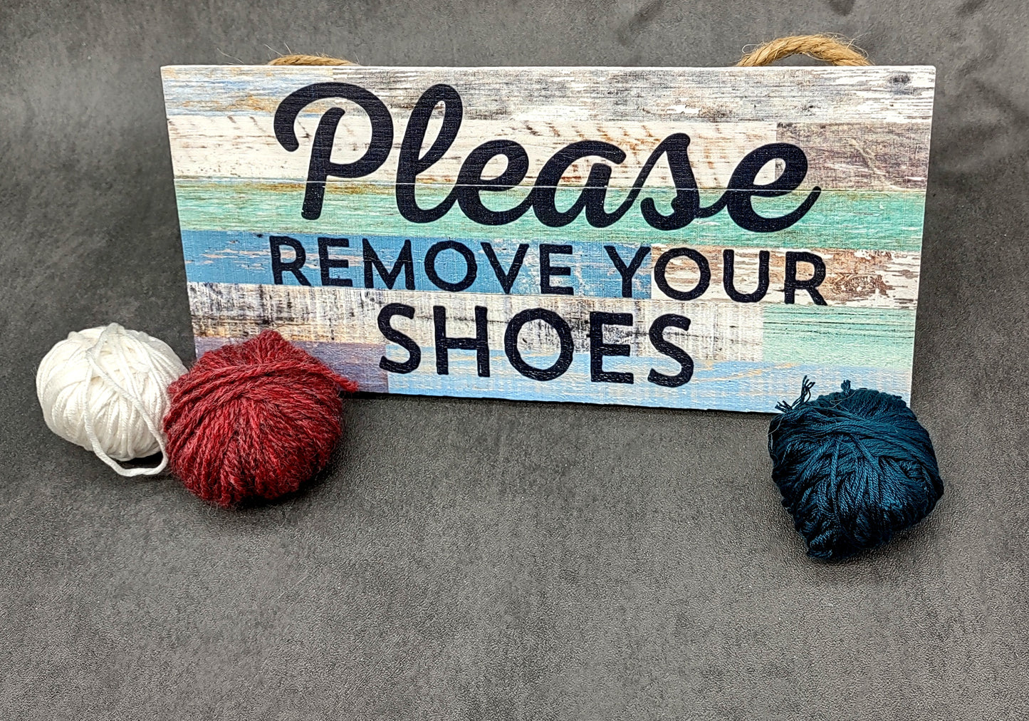 Beach Sign Please Remove Your Shoes Painted Wood (1 sign approx. 10 inches long) Friendly ocean sign for coastal home wall decoration!