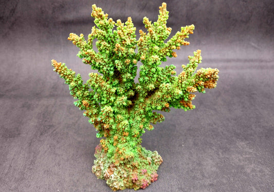 Green FAUX Branch Coral - Acropora Florida - (1 Fake Coral approx. 7.5Tx7Wx2D inches) on light background. Copyright 2024 SeaShellSupply.com.