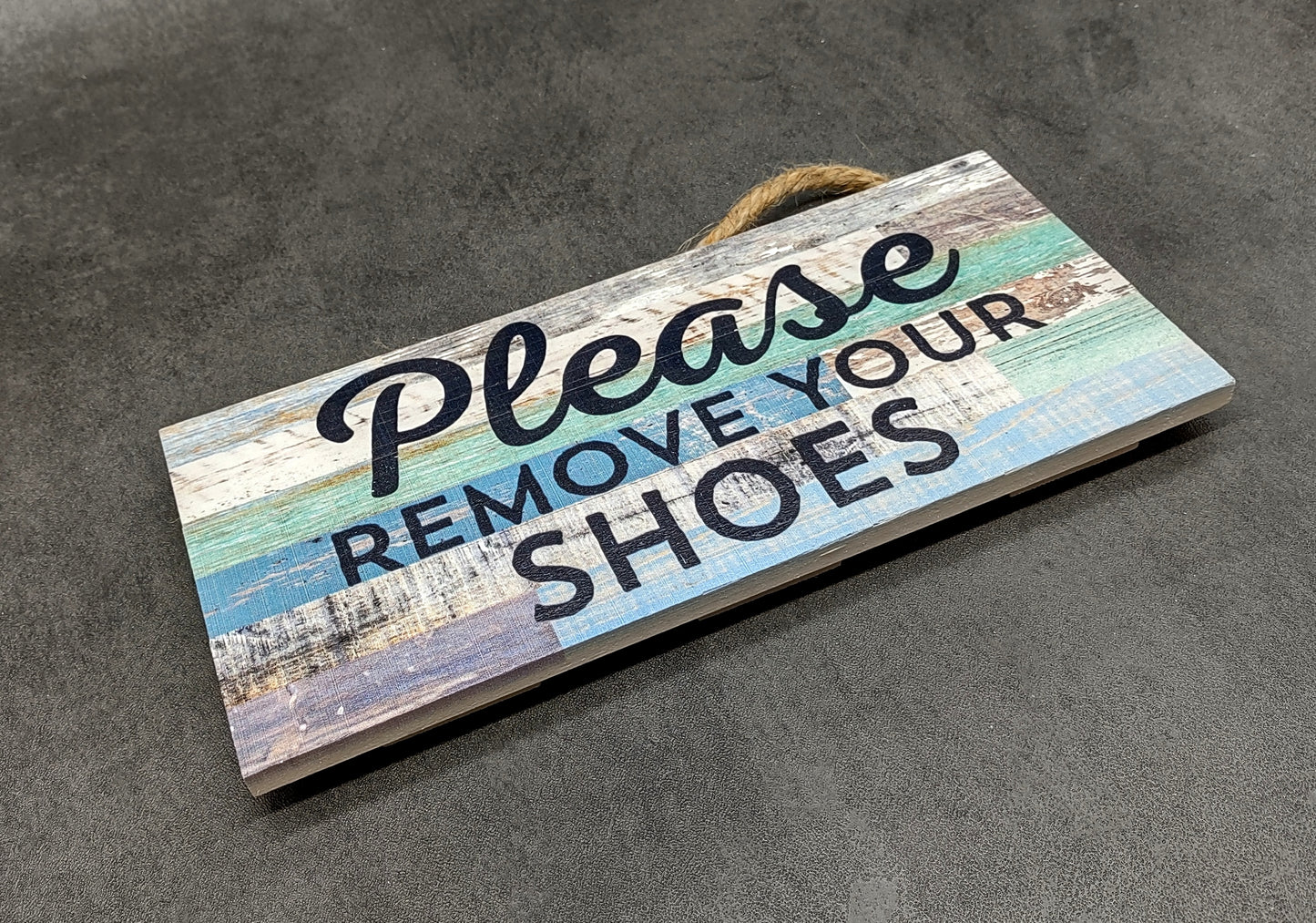 Beach Sign Please Remove Your Shoes Painted Wood (1 sign approx. 10 inches long) Friendly ocean sign for coastal home wall decoration!