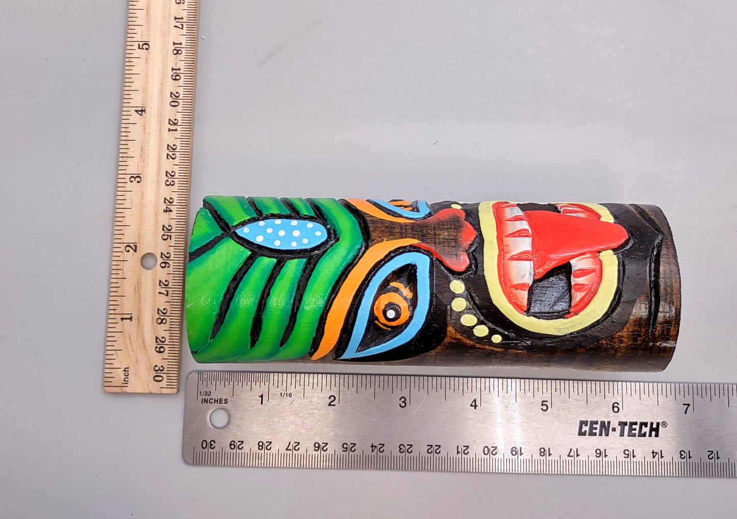 Tropical Tiki Face Totem Painted Palm (1 pole approx. 6 inches tall) Painted Tiki Face Totem Pole for colorful island home decor!