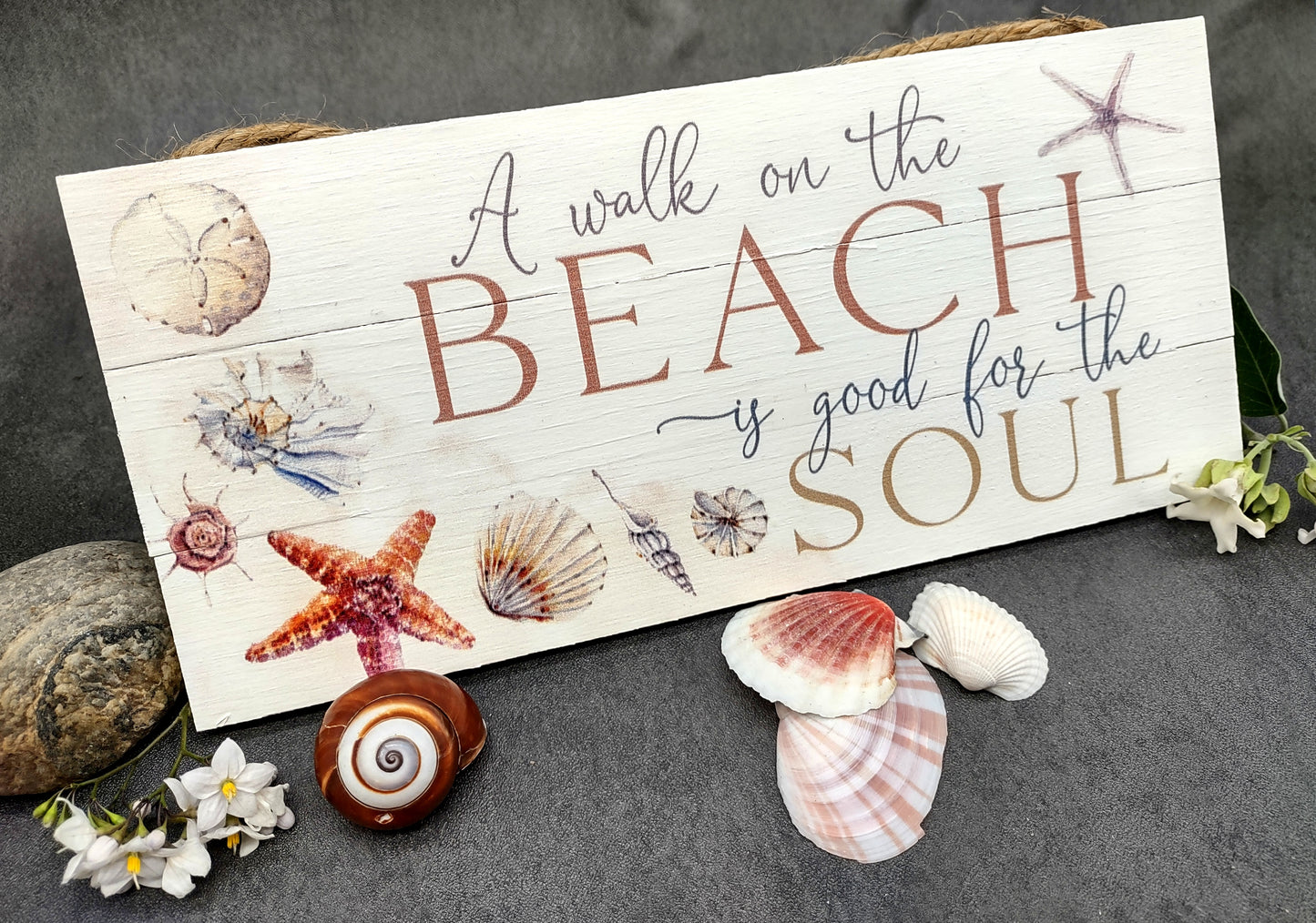 Beach Sign A Walk On The Beach Painted Wood (1 sign approx. 10 inches long) Friendly ocean sign for coastal home entryway wall decoration!