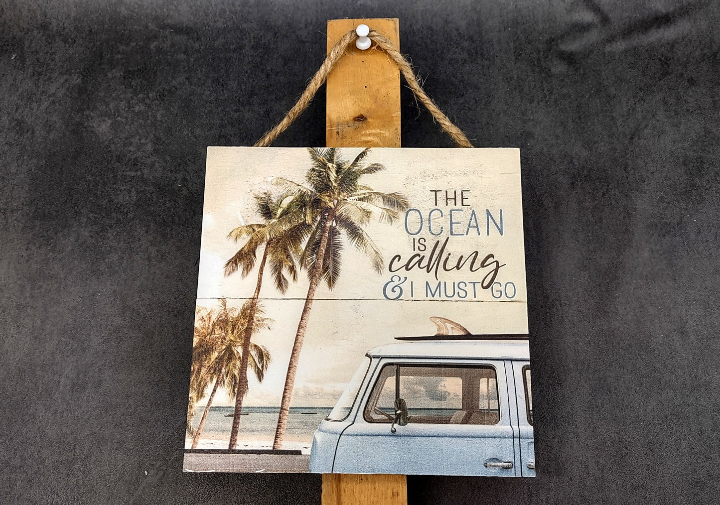 Beach Sign The Beach Is Calling And I Must Go Painted Wood (1 sign approx. 7x7 inches) Friendly ocean sign for coastal home wall decoration!