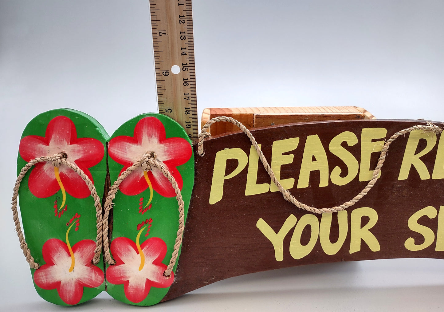 Painted Wooden Island Sign Please Remove Your Shoes (1 sign approx. 15 inches long) Beachy entryway hanging wall décor!