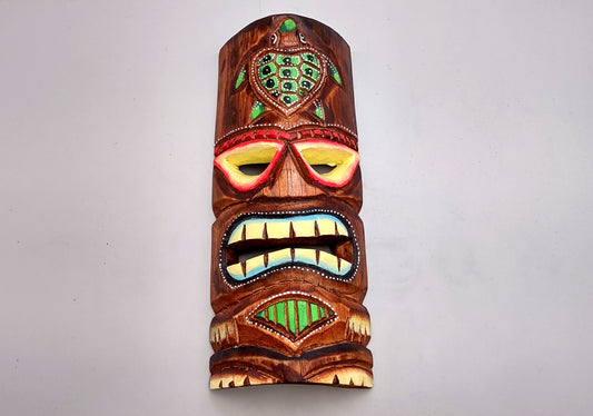 Tropical Tiki Mask Face Large Painted Wooden Turtle (1 mask approx. 12 inches tall) Colorful Painted Tiki Mask to hang in a seaside home!