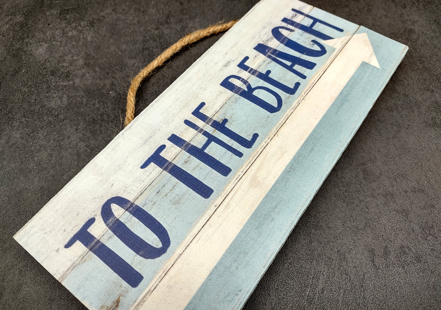 Beach Sign To The Beach Weathered Painted Wood (1 sign approx. 10 inches long) Friendly sign for coastal home entryway wall decoration!