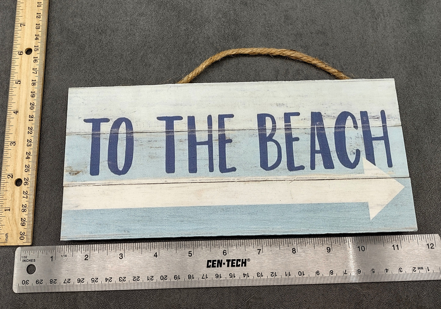 Beach Sign To The Beach Weathered Painted Wood (1 sign approx. 10 inches long) Friendly sign for coastal home entryway wall decoration!