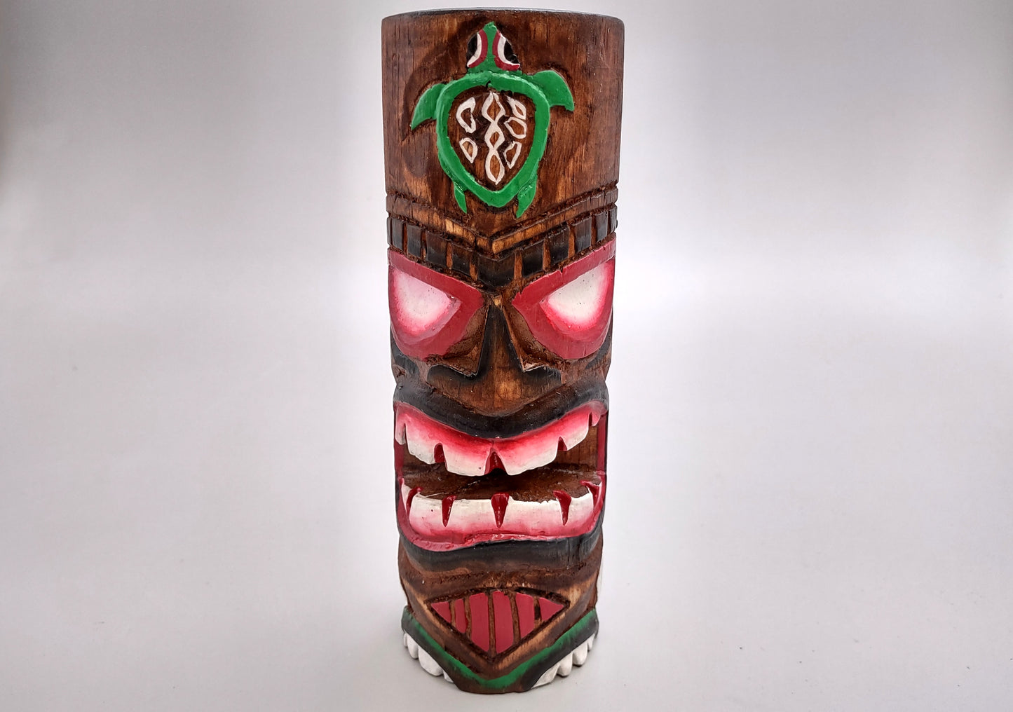 Tropical Tiki Face Totem Large Painted Turtle (1 pole approx. 8 inches tall) Painted Tiki Face Totem Pole for tiki island home decor!