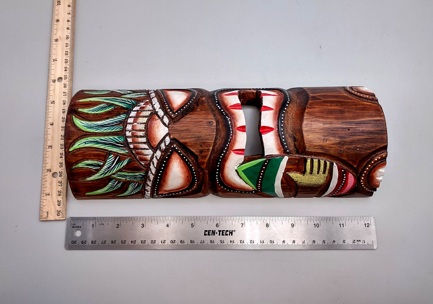 Tropical Tiki Mask Face Large Painted Wooden Surfer (1 mask approx. 12 inches tall) Painted Tiki Mask hanging surfside home decoration!