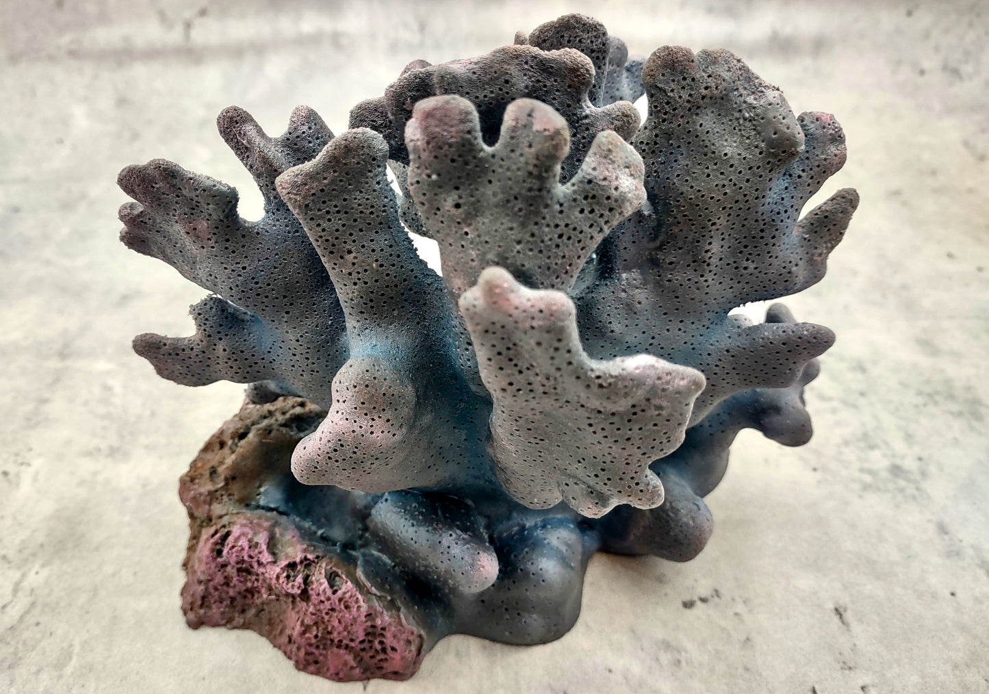 Blue Ridge FAUX Coral - Heliopora Coerula - (1 FAKE Coral approx. 7x6x4 inches). Purple dark ombre with texture and a wide strong base. Copyright 2024 SeaShellSupply.com