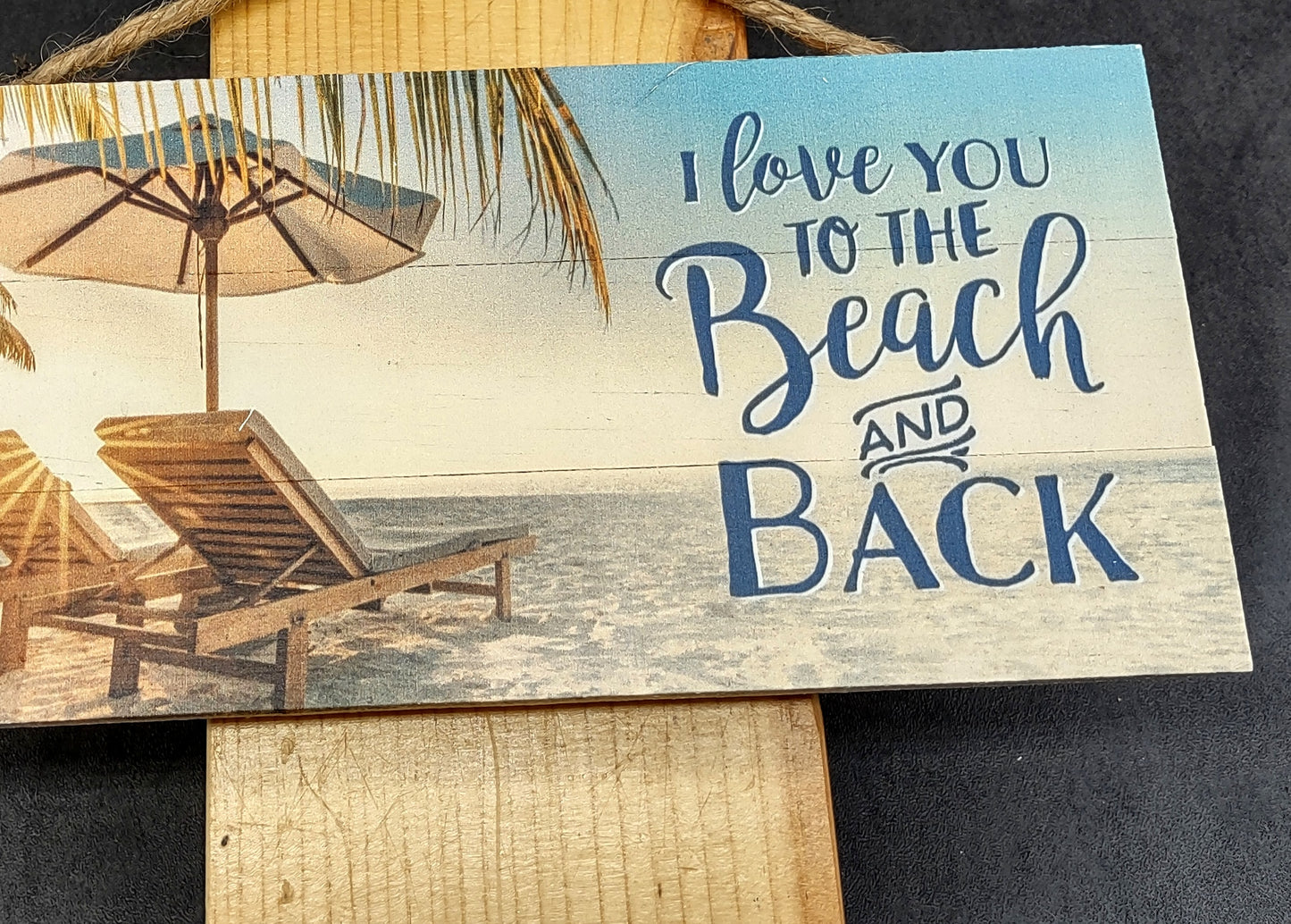 Beach Sign I Love You To The Beach Painted Wood (1 sign approx. 10 inches long) Friendly ocean sign for coastal home wall decoration!