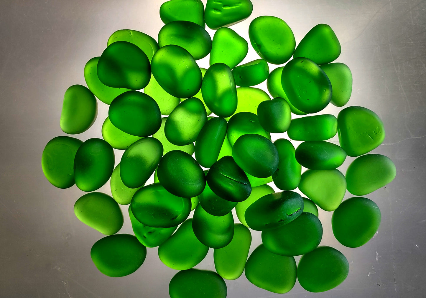 Beach Sea Glass Rounded Green Frosted Tumbled Pebbles (approx. 1 Kilogram 1-1.5 inches) Man Made Arts & Crafts Sea Glass!
