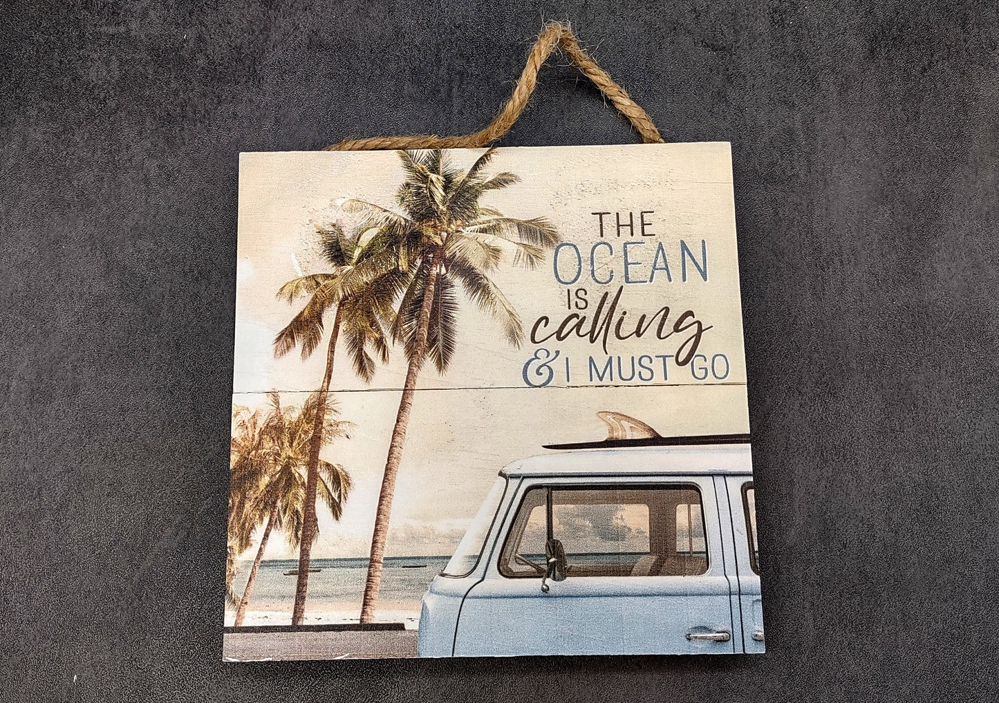 Beach Sign The Beach Is Calling And I Must Go Painted Wood (1 sign approx. 7x7 inches) Friendly ocean sign for coastal home wall decoration!