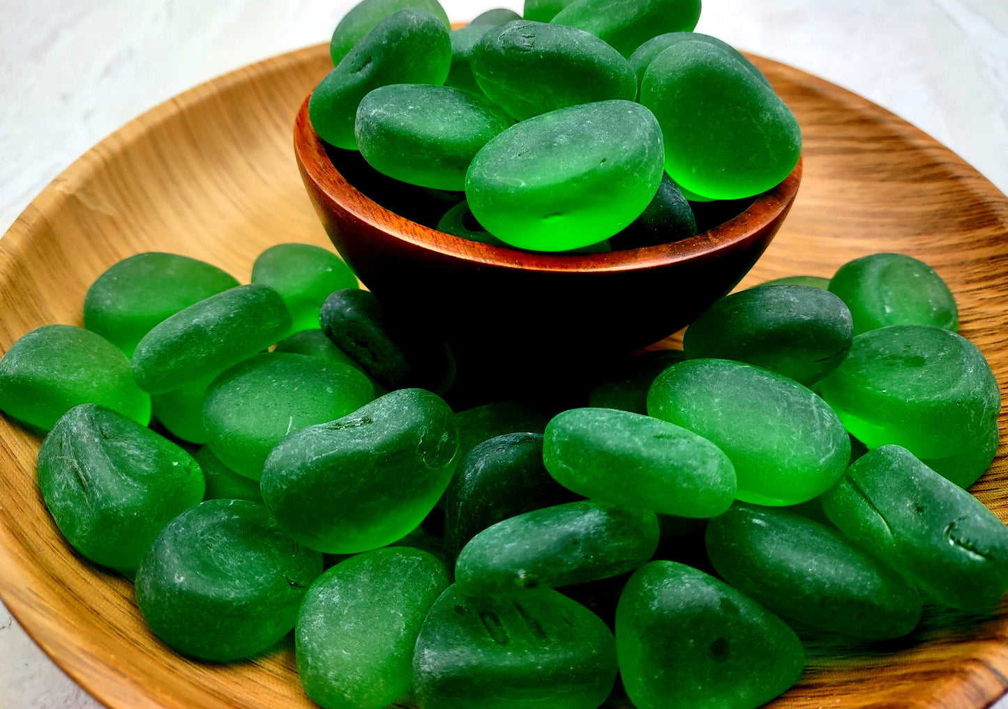 Beach Sea Glass Rounded Green Frosted Tumbled Pebbles (approx. 1 Kilogram 1-1.5 inches) Man Made Arts & Crafts Sea Glass!