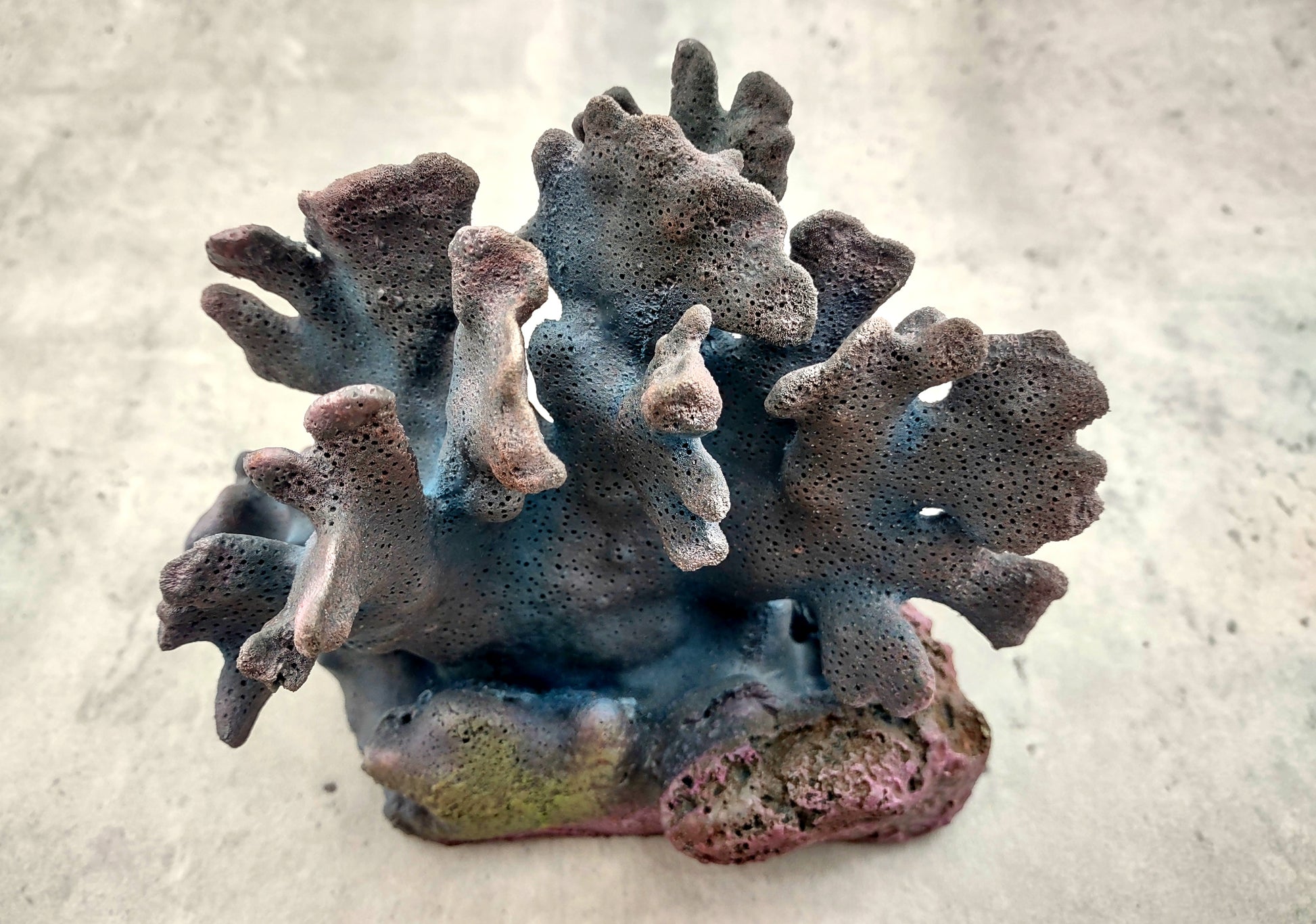 Blue Ridge FAUX Coral - Heliopora Coerula - (1 FAKE Coral approx. 7x6x4 inches). Purple dark ombre with texture and a wide strong base. Copyright 2024 SeaShellSupply.com