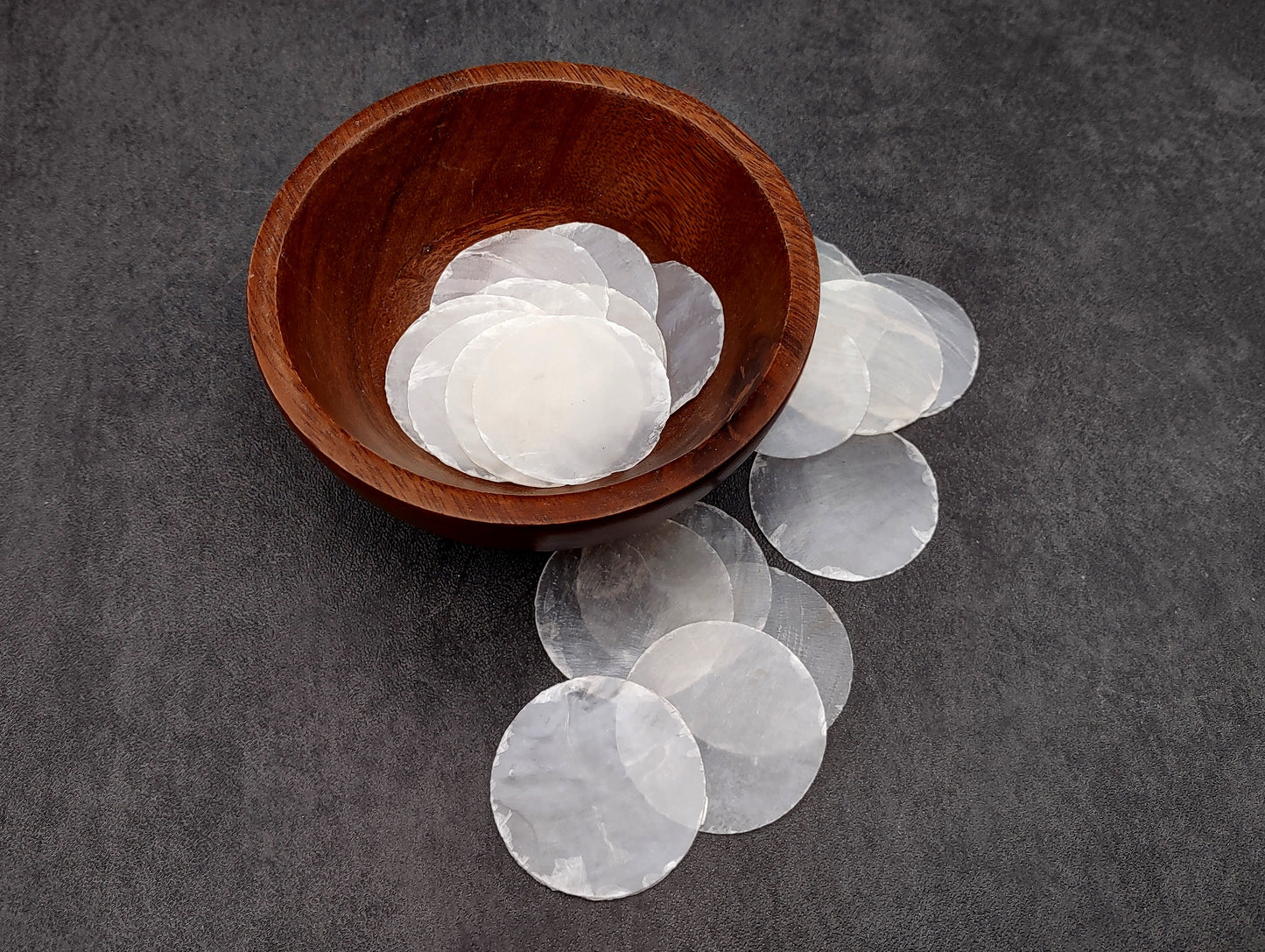 Capiz Round Cut Shells Placuna Placenta (10 approx. 1.5+ inches) Perfect shells for coastal crafting décor & collections! white translucent round thin sheets. Copyright 2024 SeaShellSupply.com
