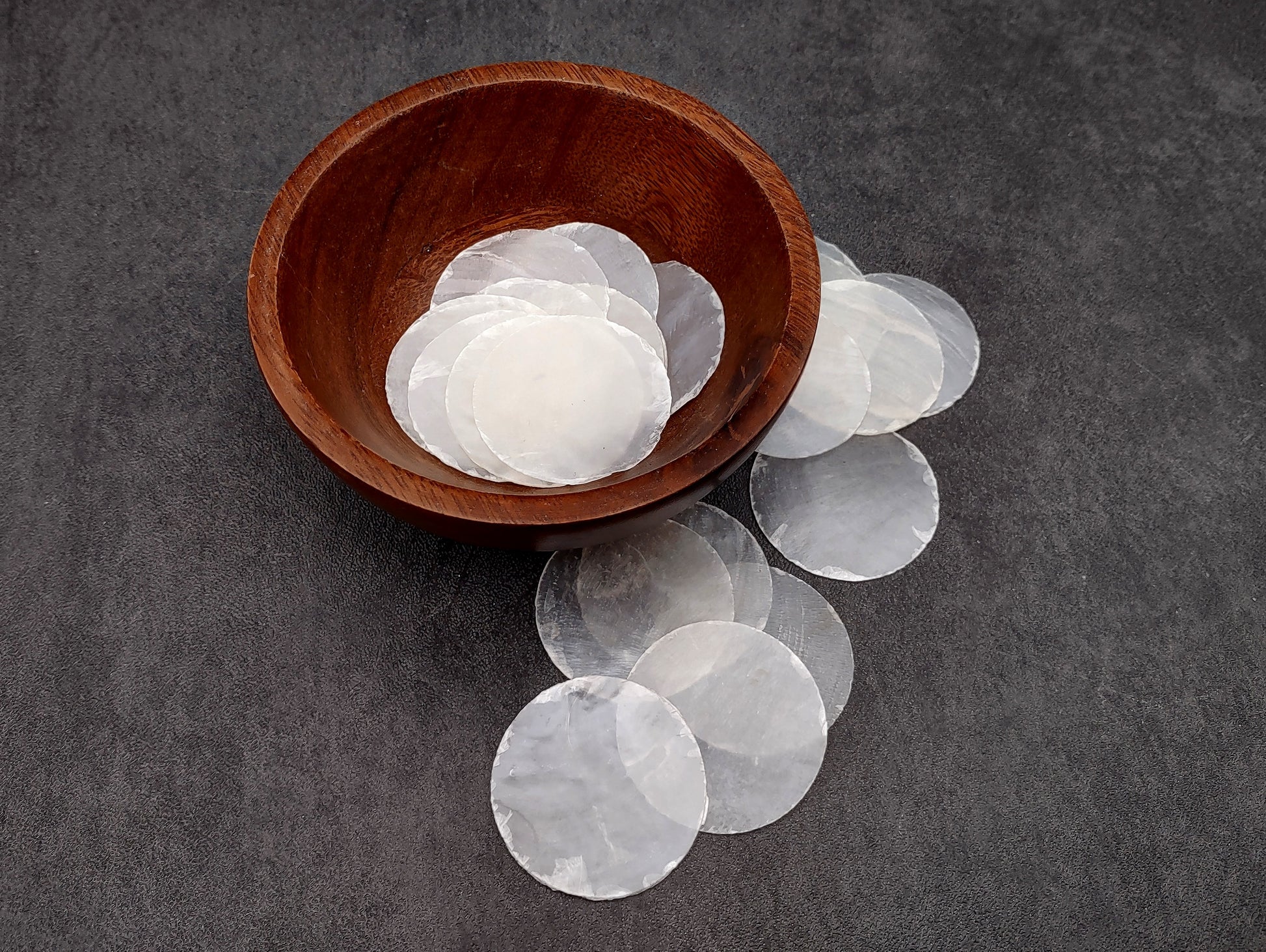 Capiz Round Cut Shells Placuna Placenta (10 approx. 1.5+ inches) Perfect shells for coastal crafting décor & collections! white translucent round thin sheets. Copyright 2024 SeaShellSupply.com