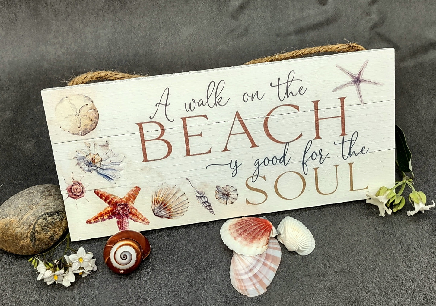 Beach Sign A Walk On The Beach Painted Wood (1 sign approx. 10 inches long) Friendly ocean sign for coastal home entryway wall decoration!