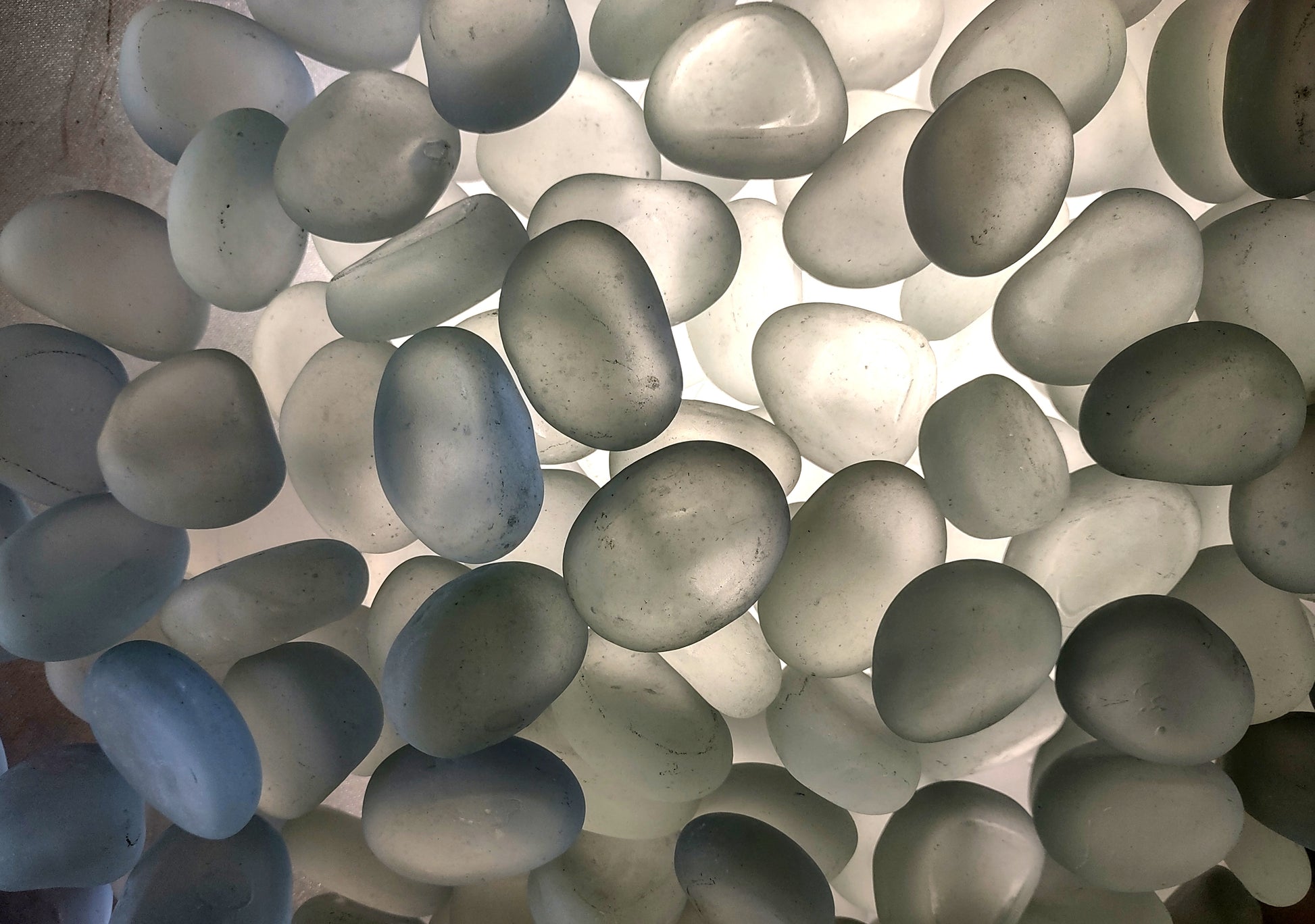 Beach Sea Glass Rounded White Frosted Tumbled Pebbles (approx. 10 pounds 1+ inch) Copyright 2024 SeashellSupply.com