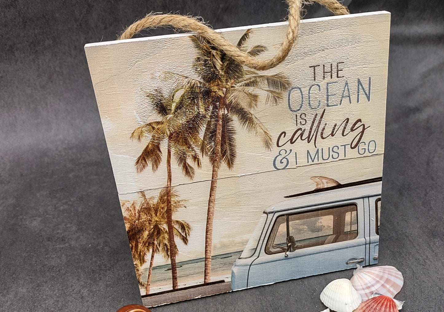 Beach Sign The Beach Is Calling And I Must Go Painted Wood (1 sign approx. 7x7 inches) Friendly ocean sign for coastal home wall decoration!