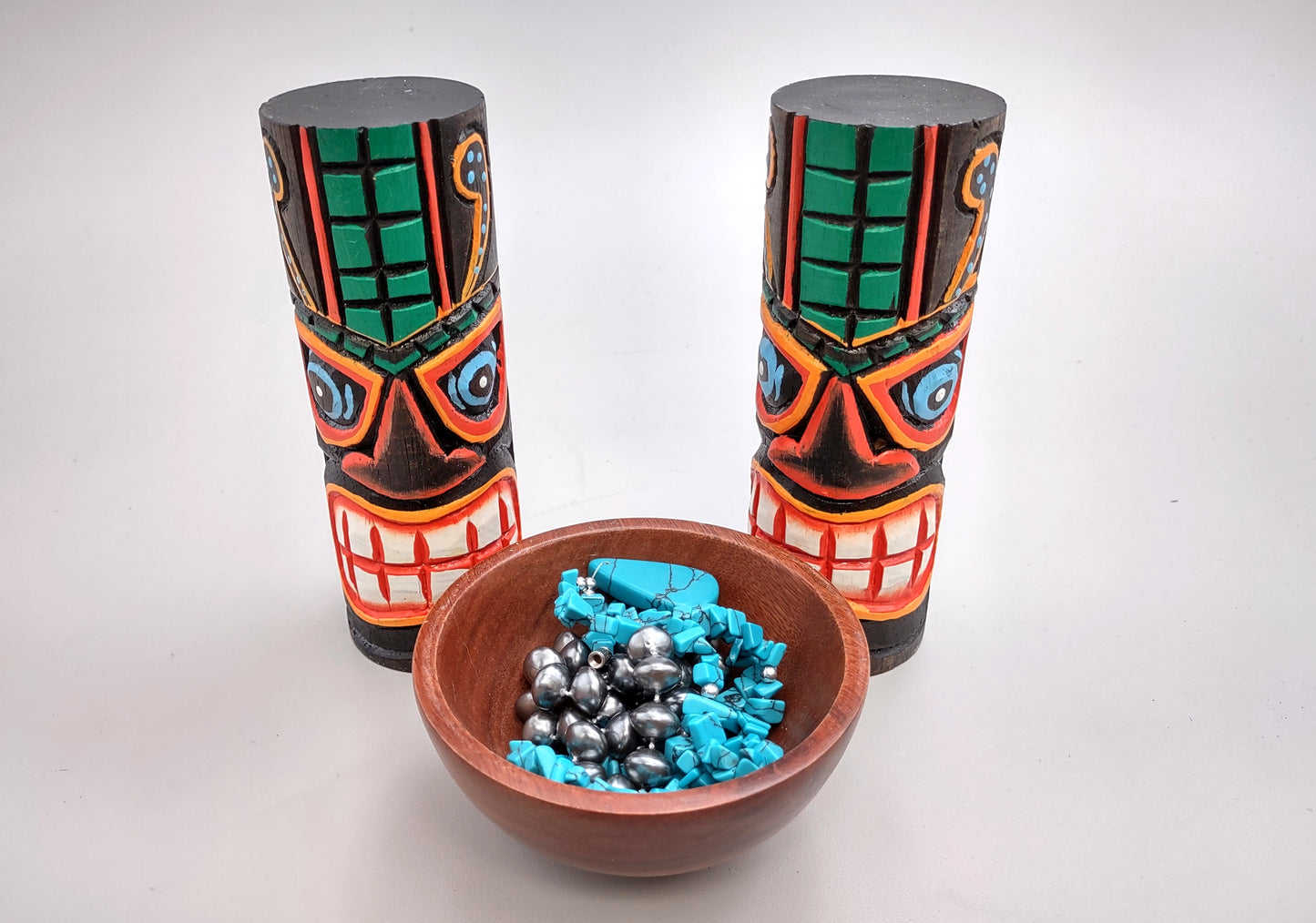 Tropical Tiki Face Totem Painted Ears (1 pole approx. 6 inches tall) Painted Tiki Face Totem Pole for colorful island home decor!