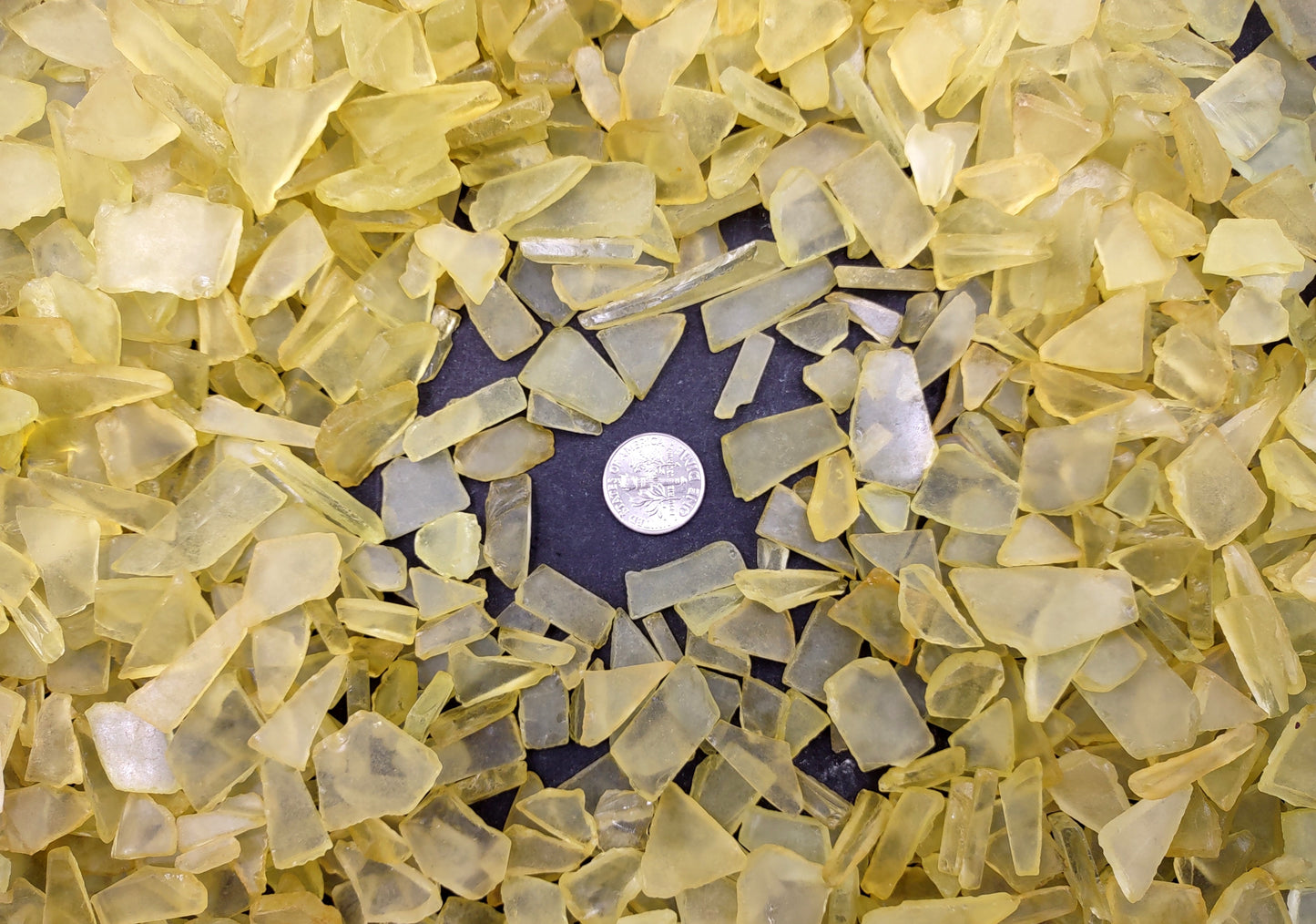 Beach Sea Glass Rough Yellow Green Medium Tumbled (approx. 1 kilogram 0.5-1+ inches) Man made frosted sea glass fragments!