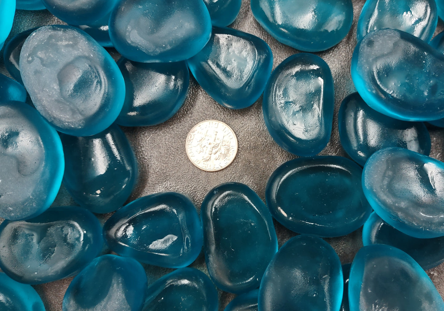 Beach Sea Glass Rounded Ocean Blue Tumbled Pebbles (approx. 10 pounds 1+ inch) Man made arts & crafts sea glass!