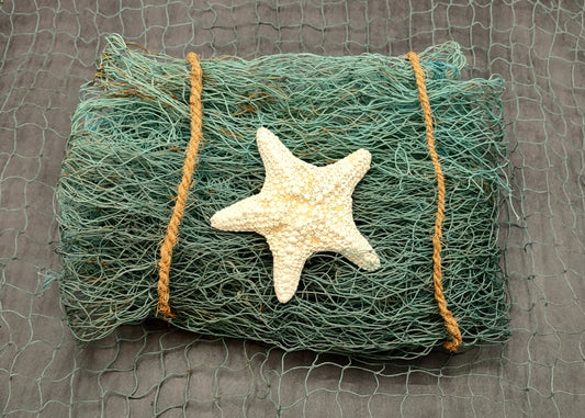 Blue Green Fishing Net (1 net approx. 4x9 feet) Recycled authentic fish net for ocean displays arts crafts & nautical themed parties!