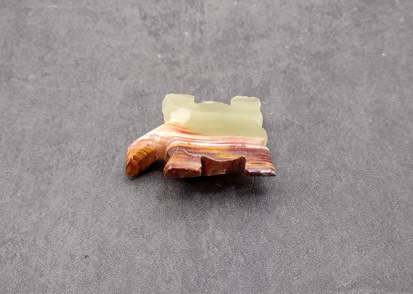 Onyx Turtle Figurine Carved Stone (1 turtle approx. 2 inches long) Colorful Carved Quartz Turtle Figurine for coastal home shelf decor!