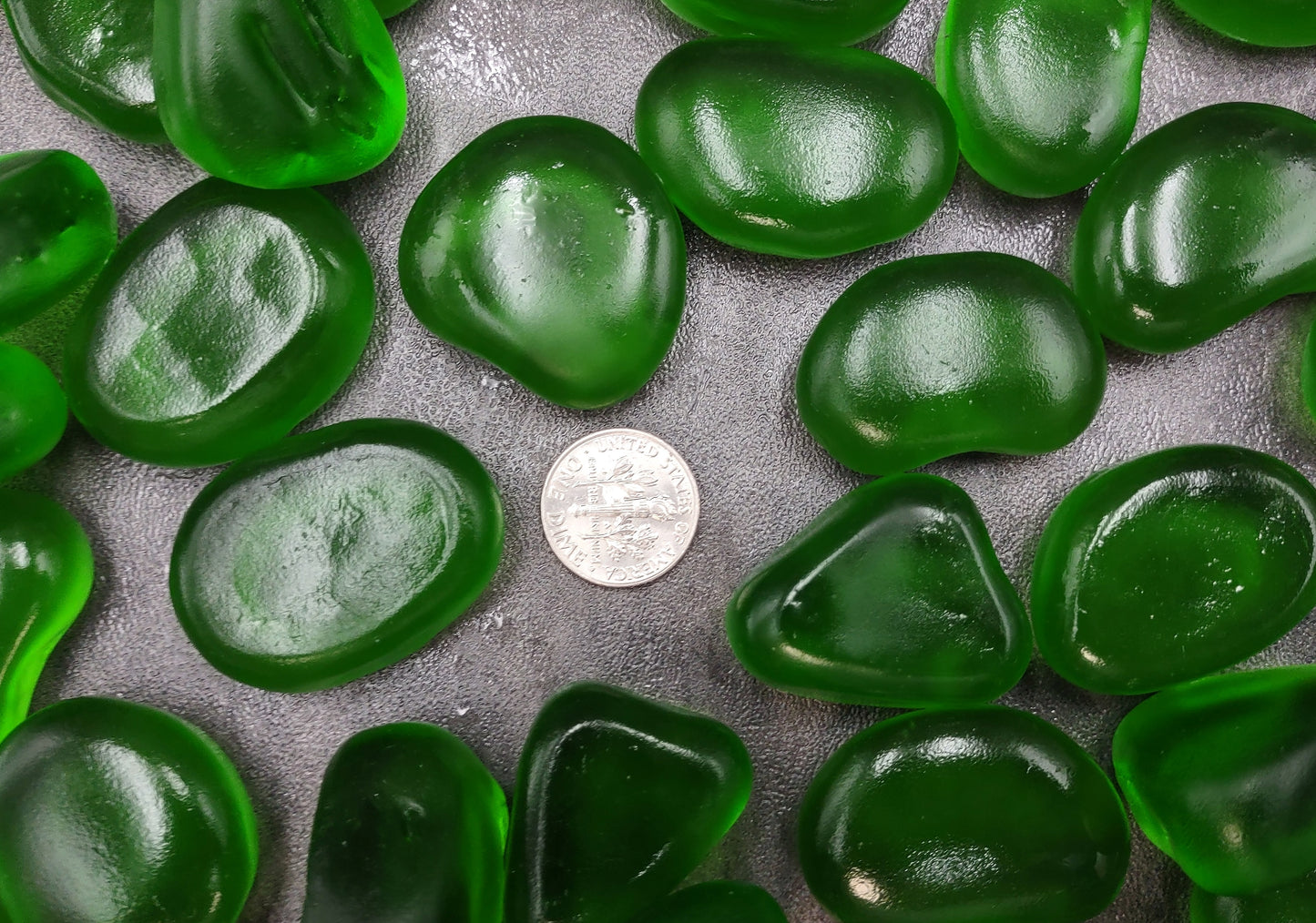 Beach Sea Glass Rounded Green Frosted Tumbled Pebbles (approx. 10 pounds 1-1.5 inch) Man Made Arts & Crafts Sea Glass!