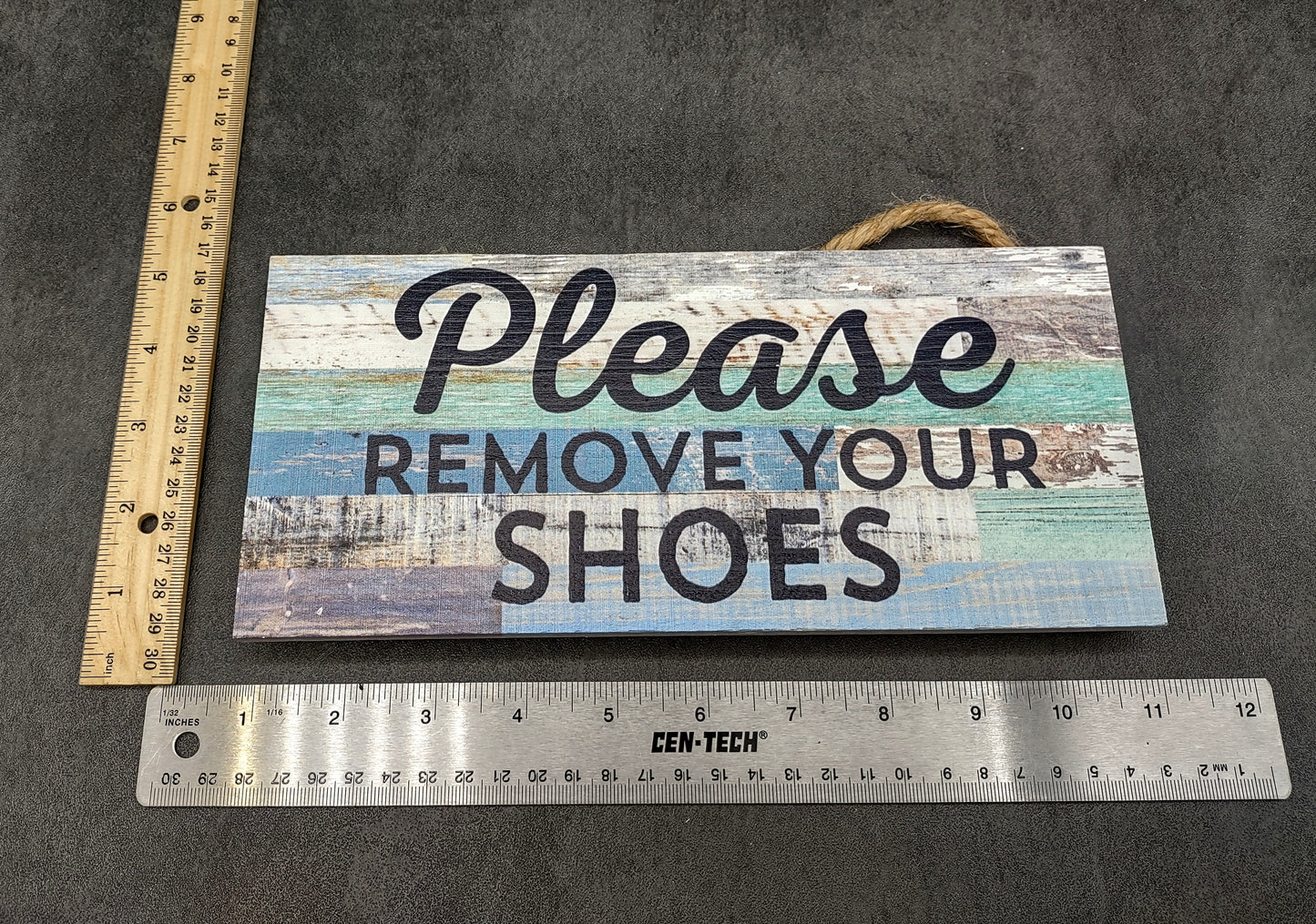 Beach Sign Please Remove Your Shoes Painted Wood (1 sign approx. 10 inches long) Friendly ocean sign for coastal home wall decoration!