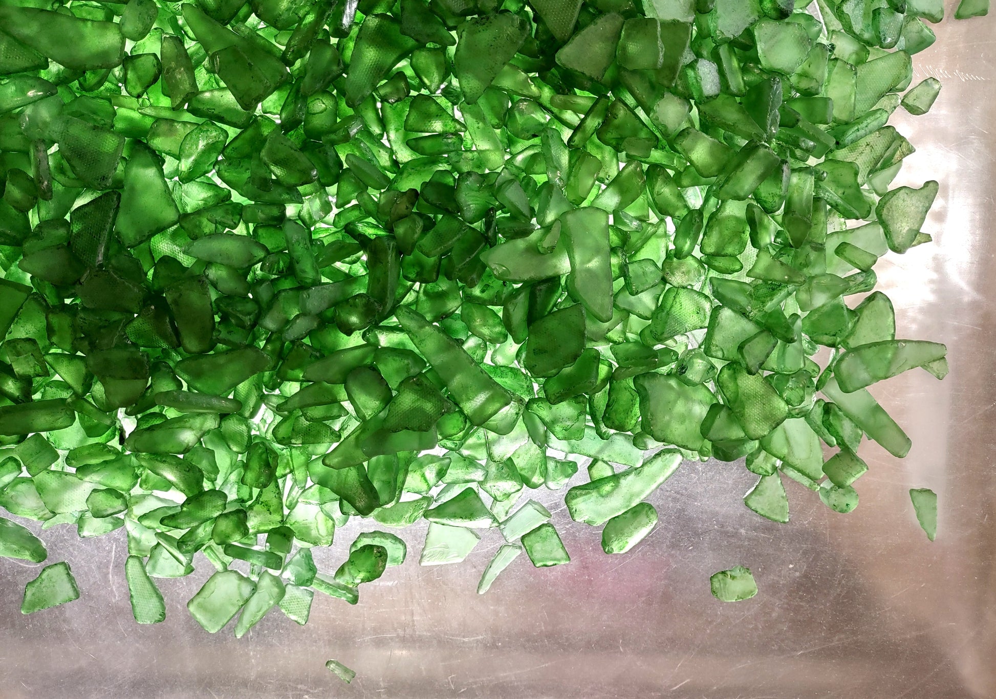Beach Sea Glass Rough Dark Green Medium (approx. 10 pounds 0.5-1+ inches) Man made tumbled rough sea glass fragments. Copyright 2024 Seashellsupply.com