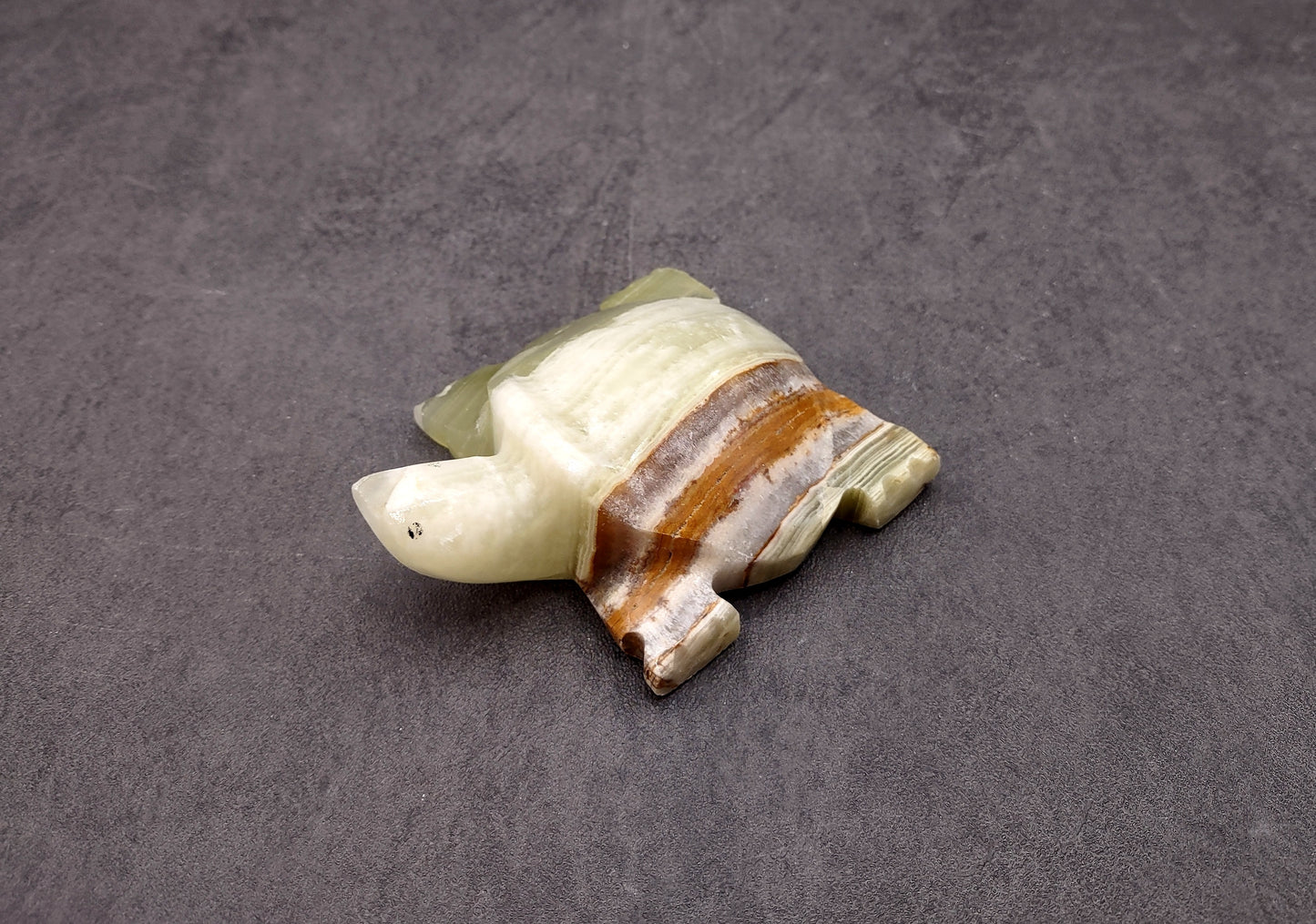 Onyx Turtle Figurine Carved Stone (1 turtle approx. 3 inches long) Colorful Carved Quartz Turtle Figurine for coastal home shelf decor!