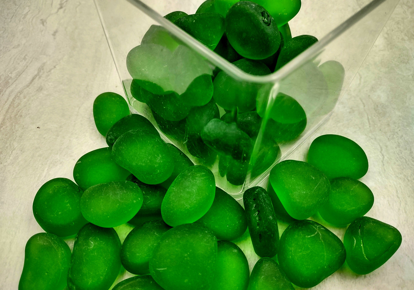 Beach Sea Glass Rounded Green Frosted Tumbled Pebbles (approx. 1 Kilogram 1-1.5 inches) Man Made Arts & Crafts Sea Glass!