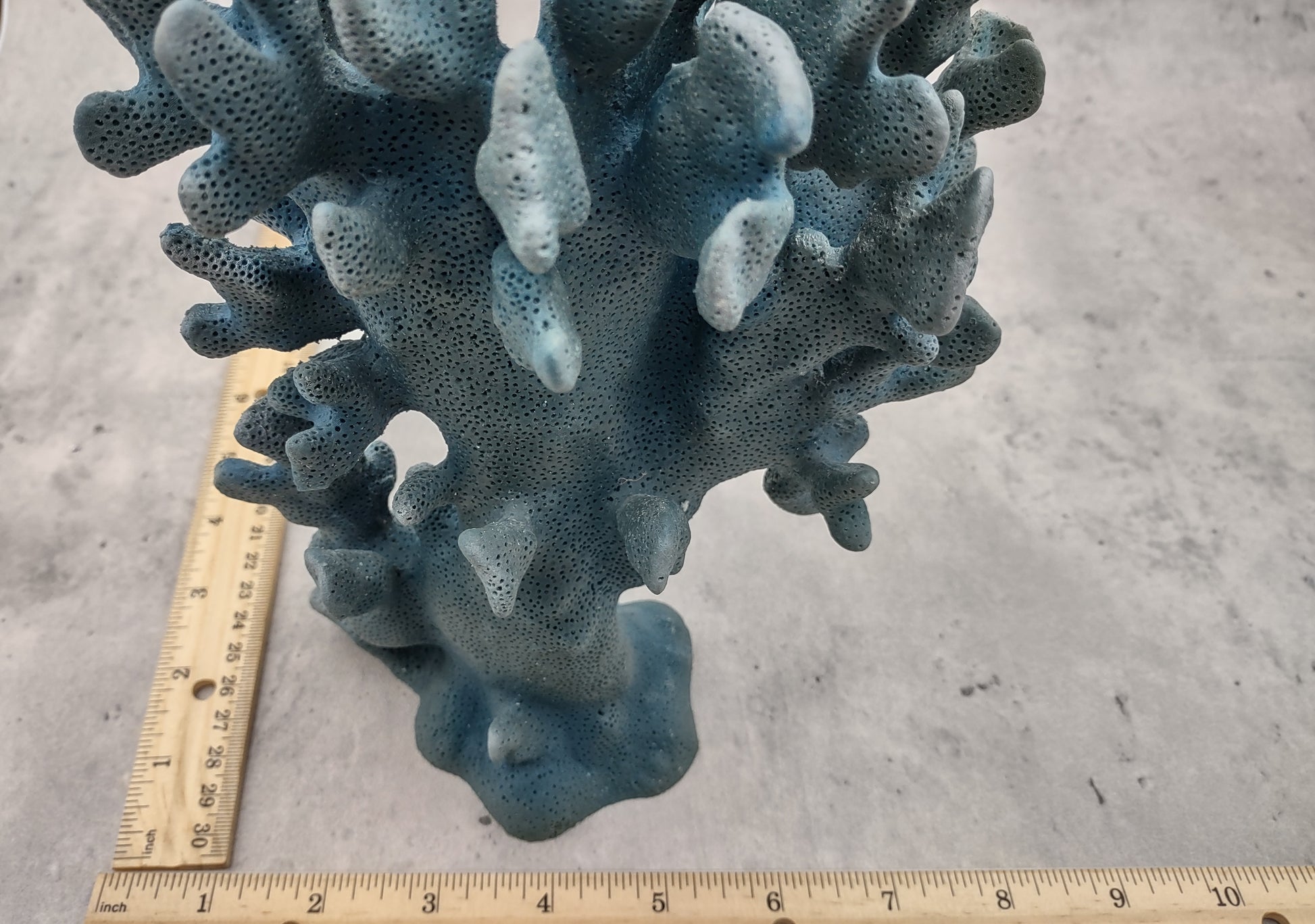 Blue Ridge FAUX Coral - Helio Coerula - (1 FAUX Coral approx. 8Wx4Dx6T inches). Blue coral with a deep texture and wide sturdy base. Copyright 2024 SeaShellSupply.com.