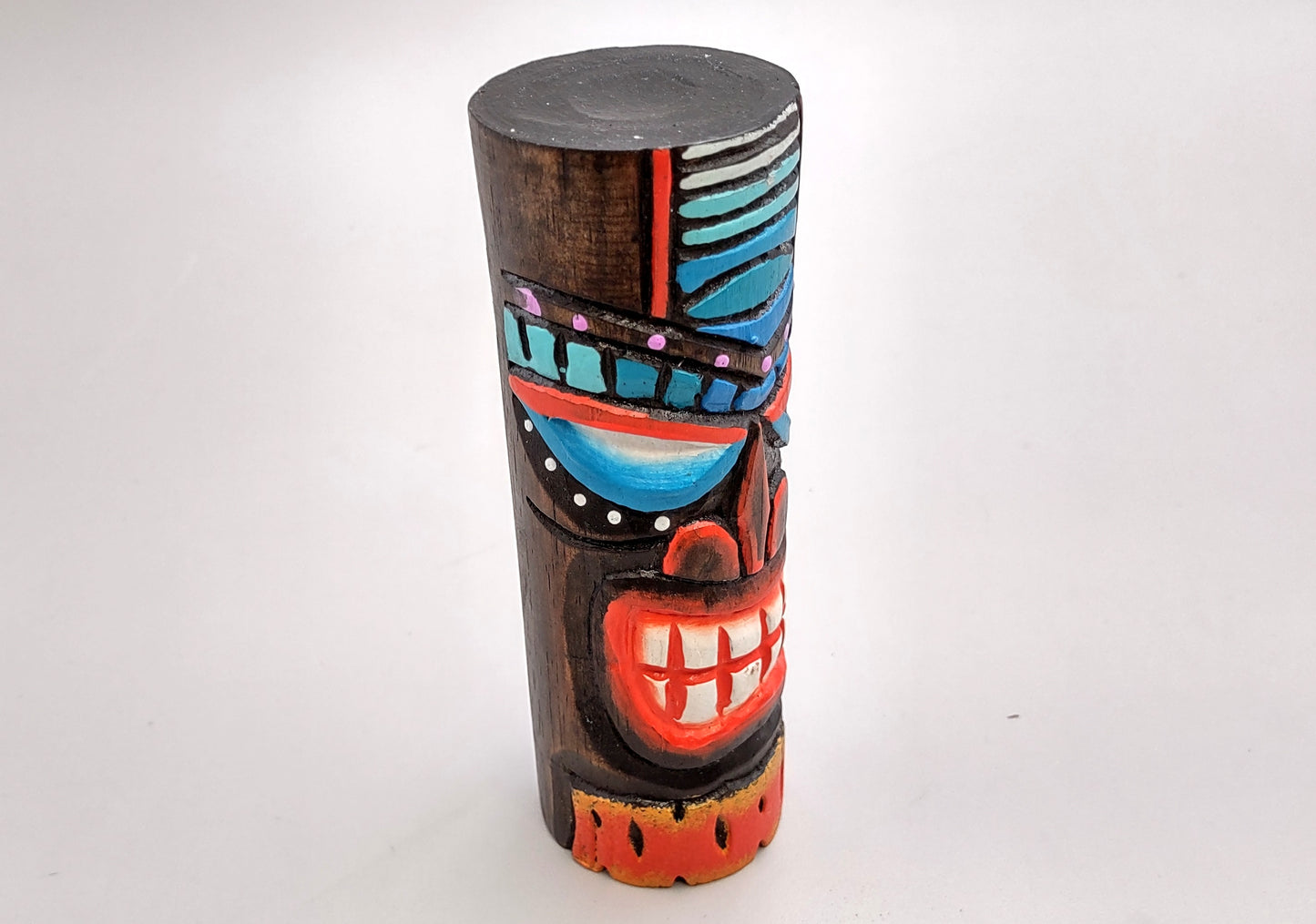 Tropical Tiki Face Totem Painted Lines Dots (1 pole approx. 6 inches tall) Painted Tiki Face Totem Pole for colorful island home decor!