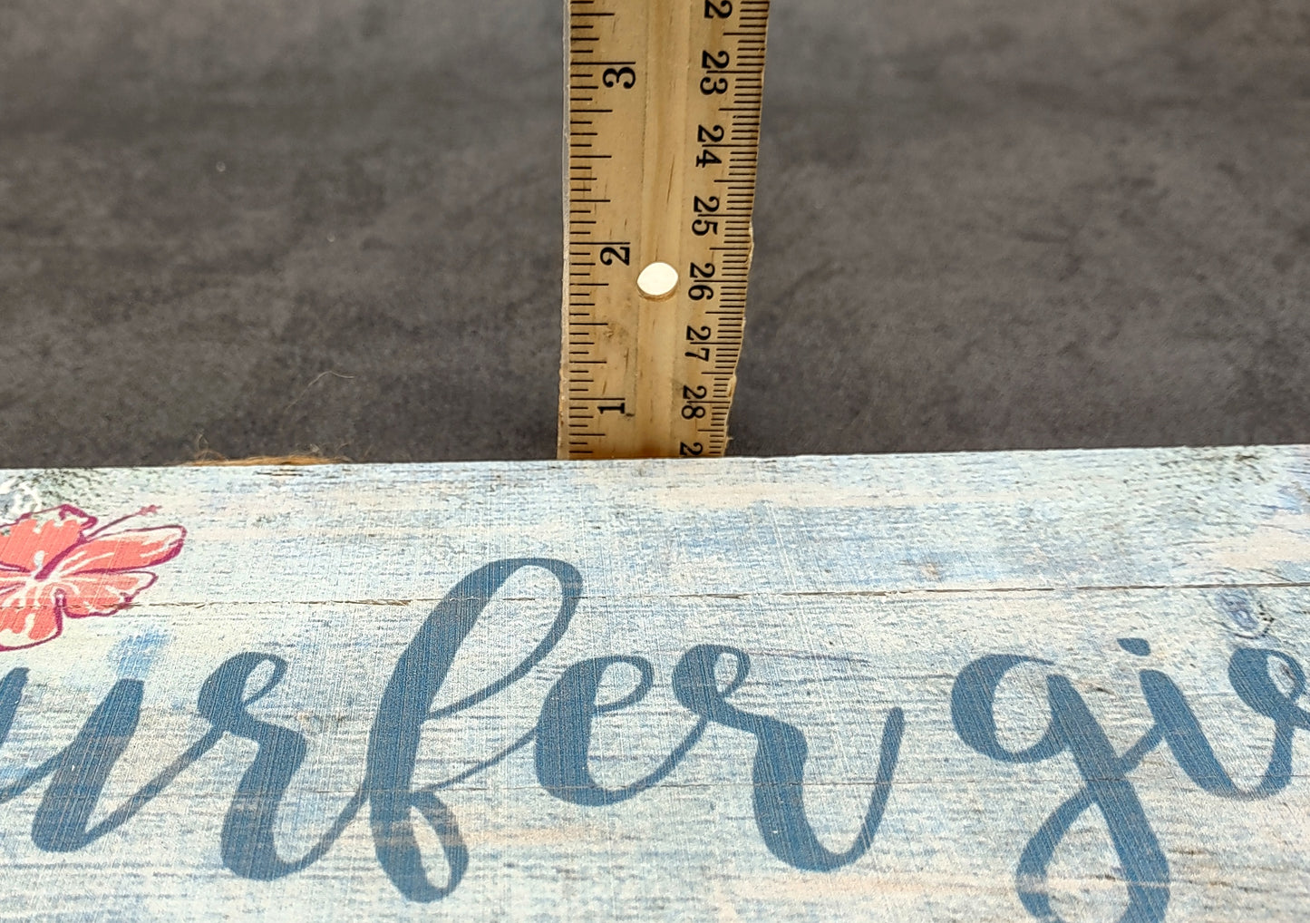 Beach Sign Surfer Girl Weathered Painted Wood (1 sign approx. 10 inches long) Friendly sign for coastal home entryway wall decoration!