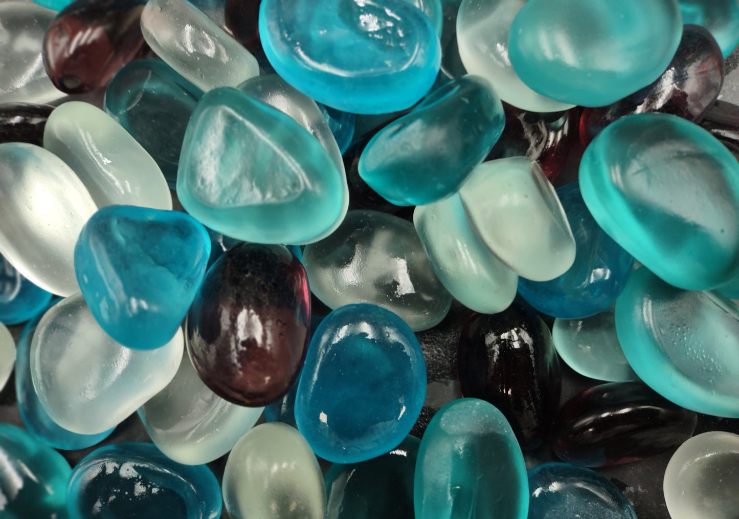Sea Glass Blue Purple White Assorted Frosted Tumbled Rounded Pebbles (approx. 1 kilogram 1+ inches) Man Made Beach Glass for crafts & more!